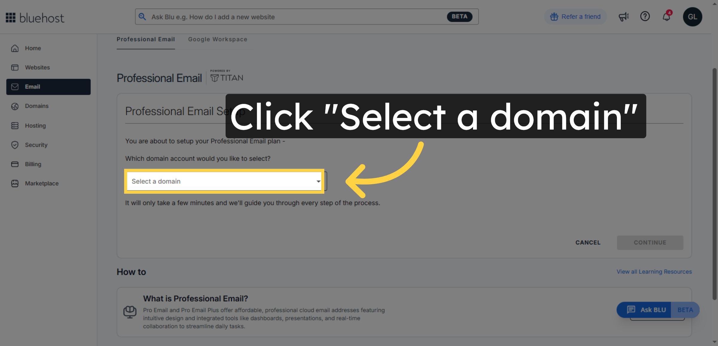 Select Domain Dropdown