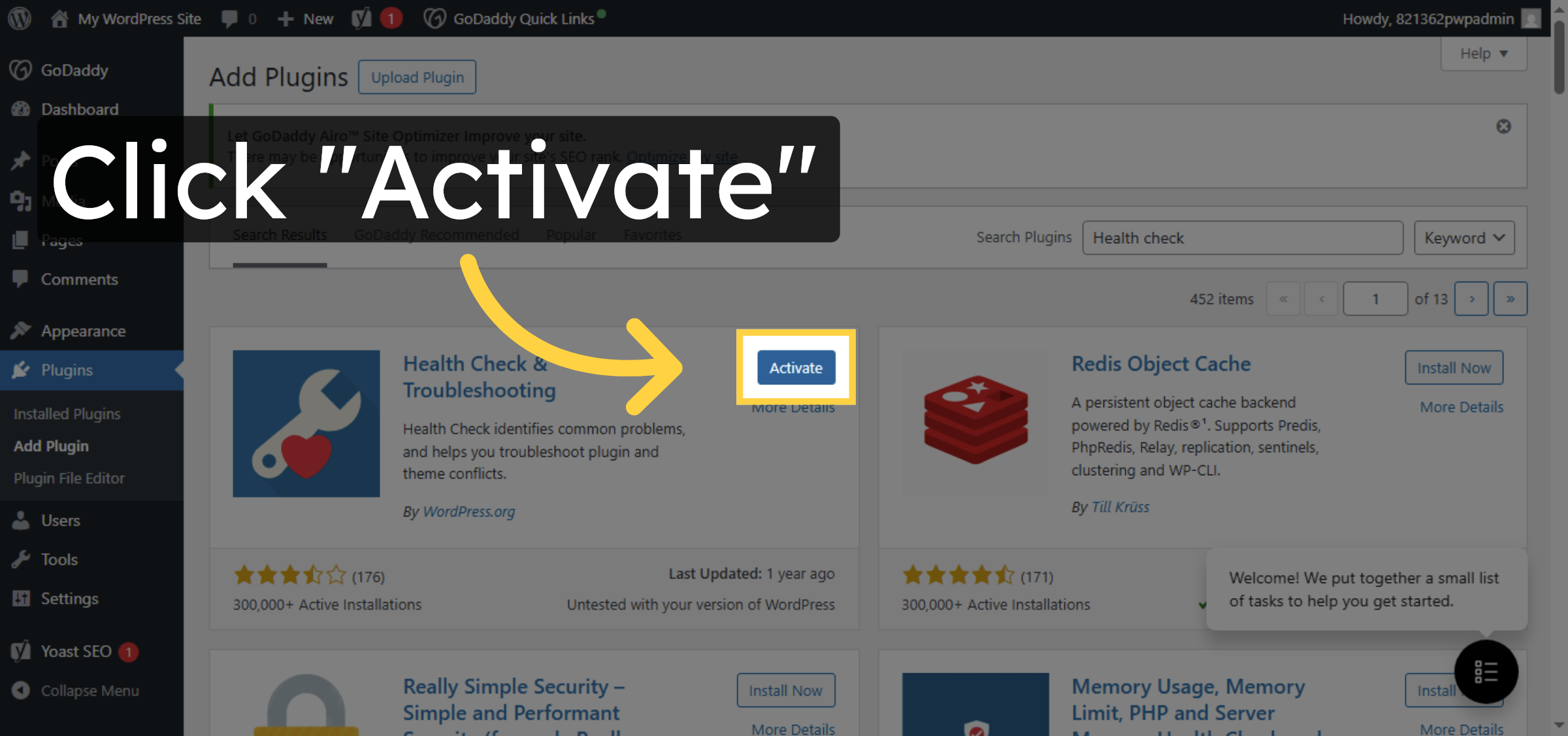 Activate Health Check Plugin