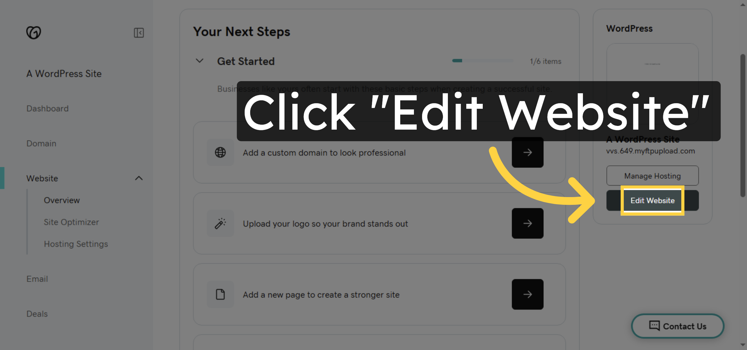 Click Edit Website
