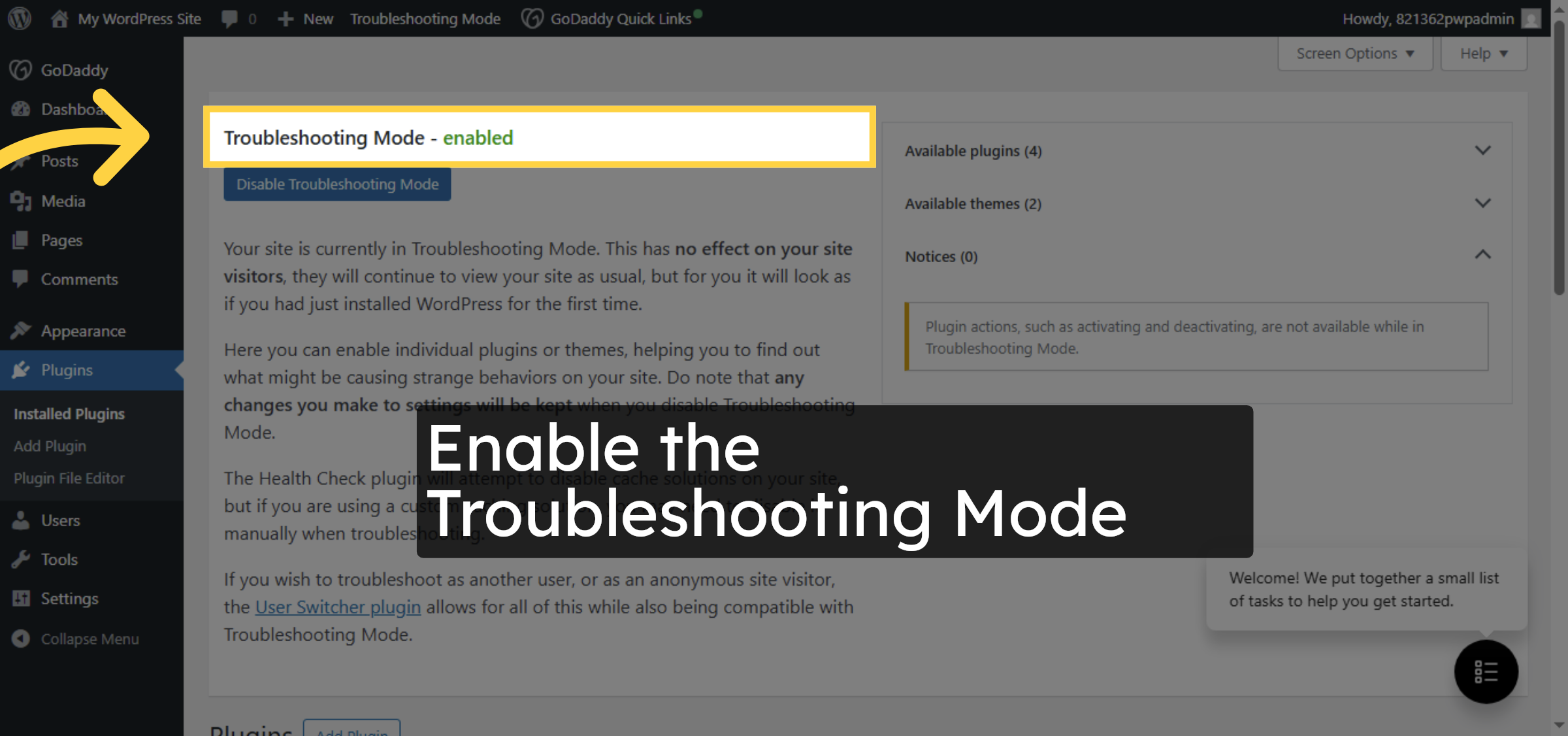 Enable Troubleshooting Mode