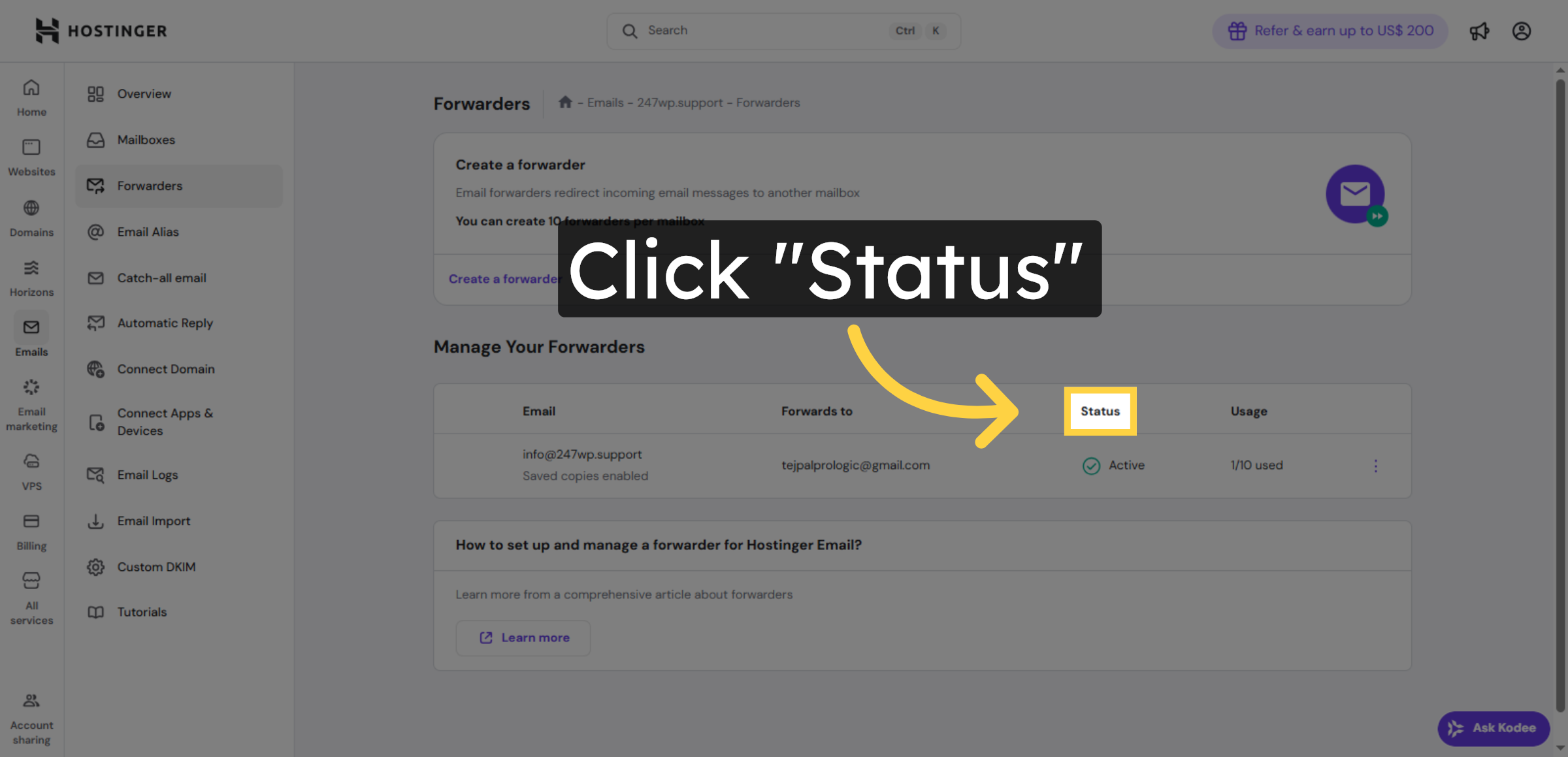Check Forwarder Status