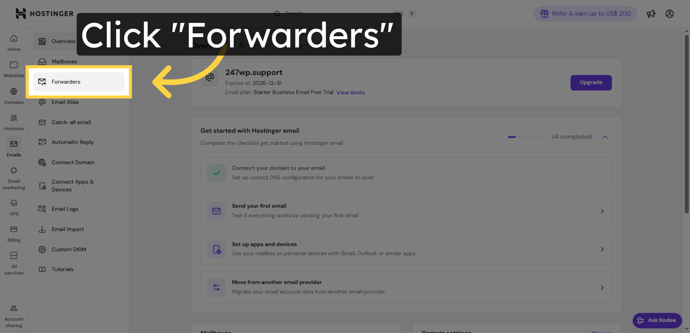 Access Forwarders Tab
