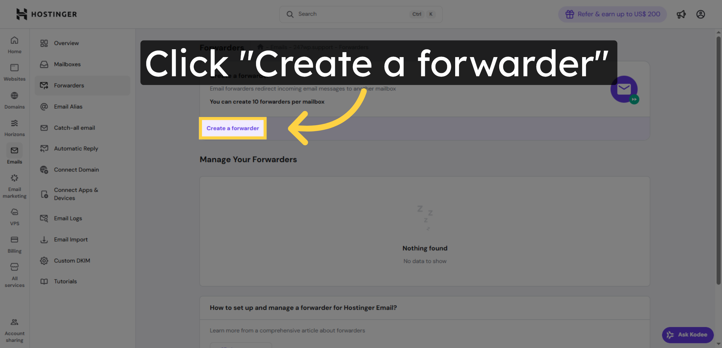 Initiate Forwarder Creation