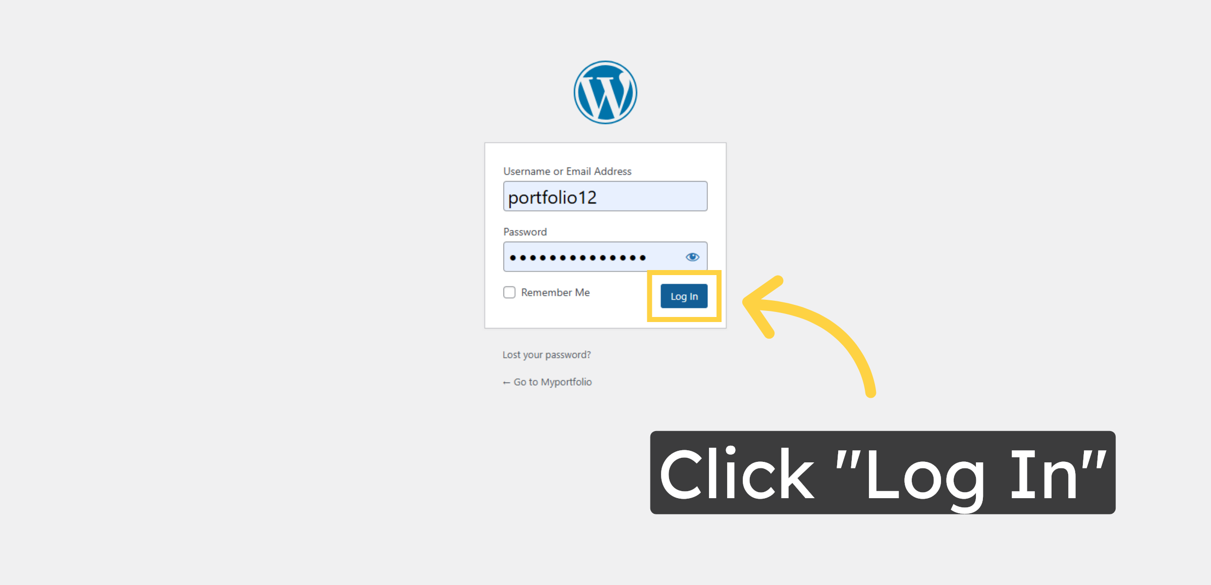 Enter your username and password, then click the Login button.