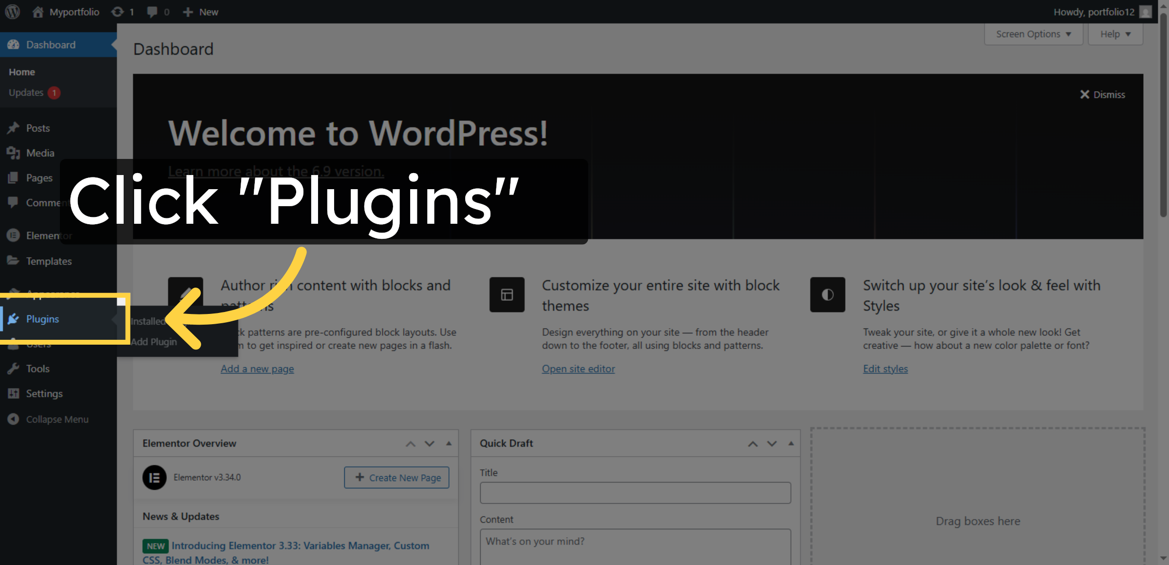 Open Plugins Section