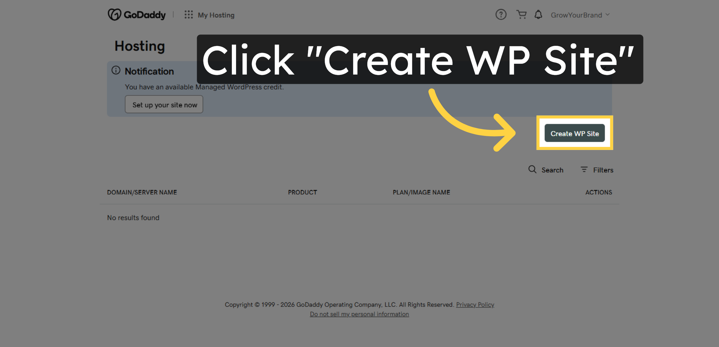 Initiate WordPress Site Creation