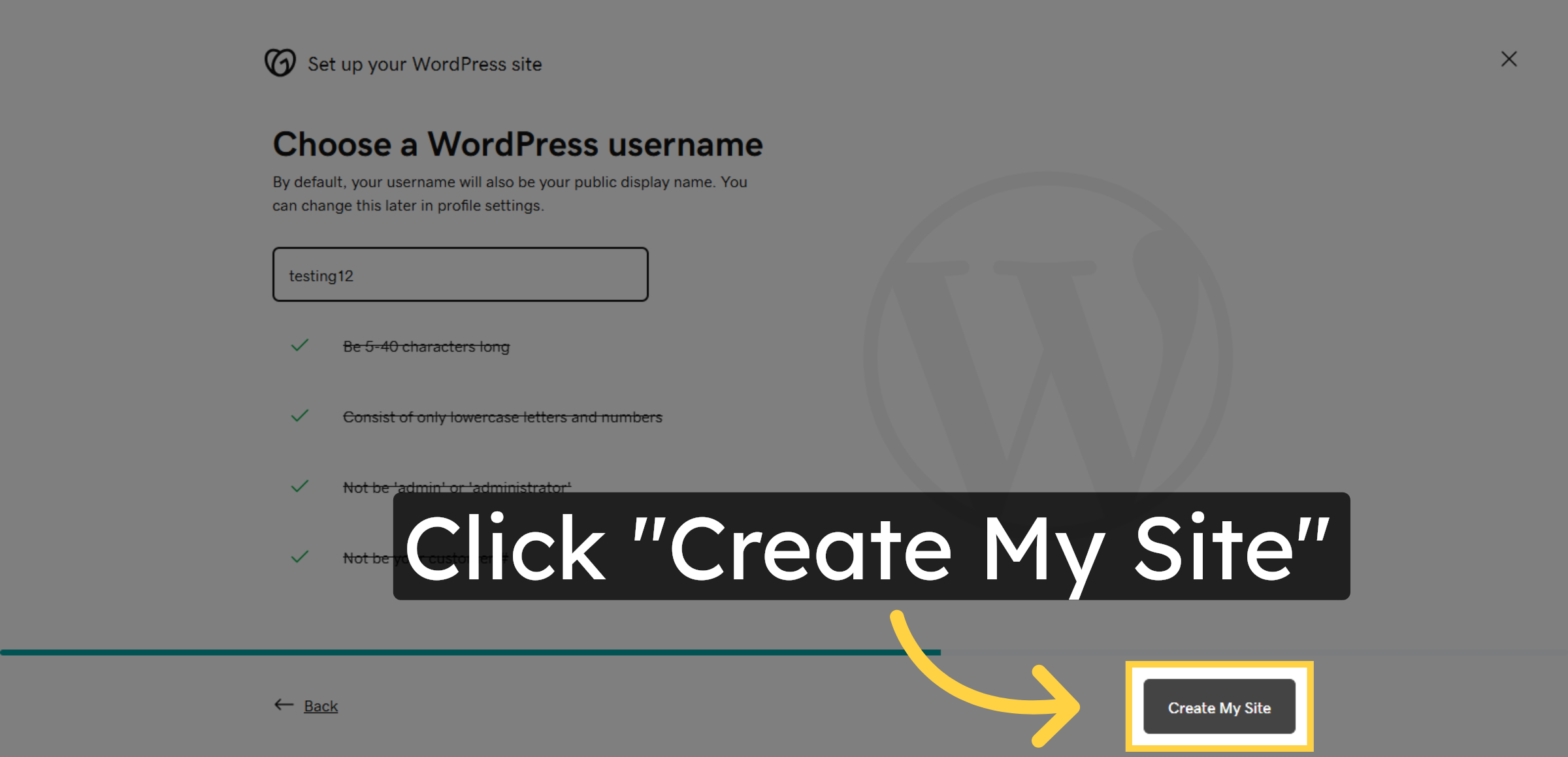 Create WordPress Site