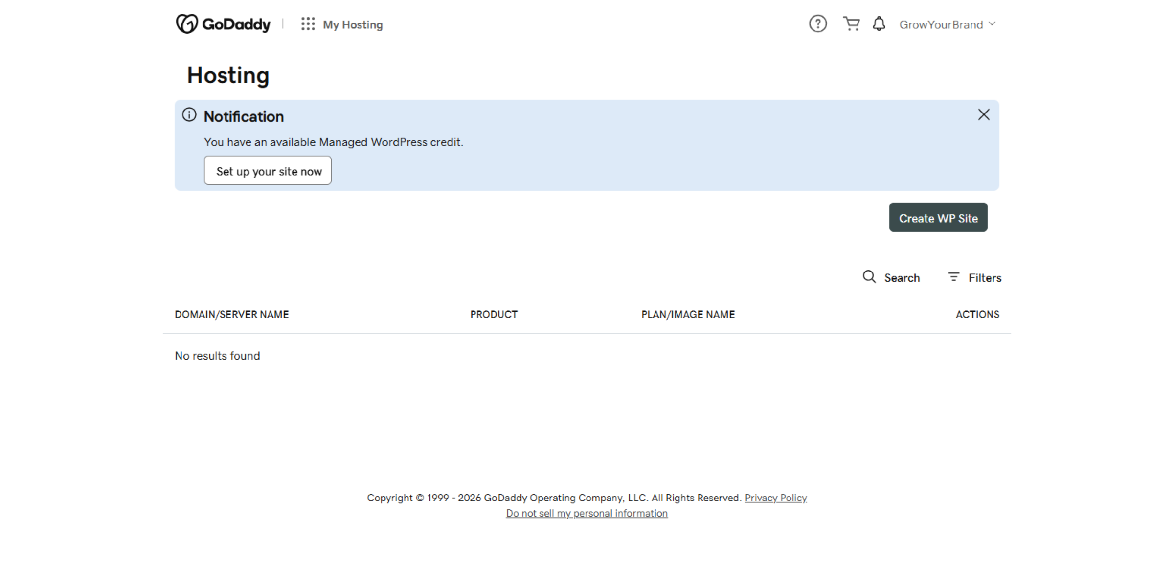 Navigate to Hosting Dashboard