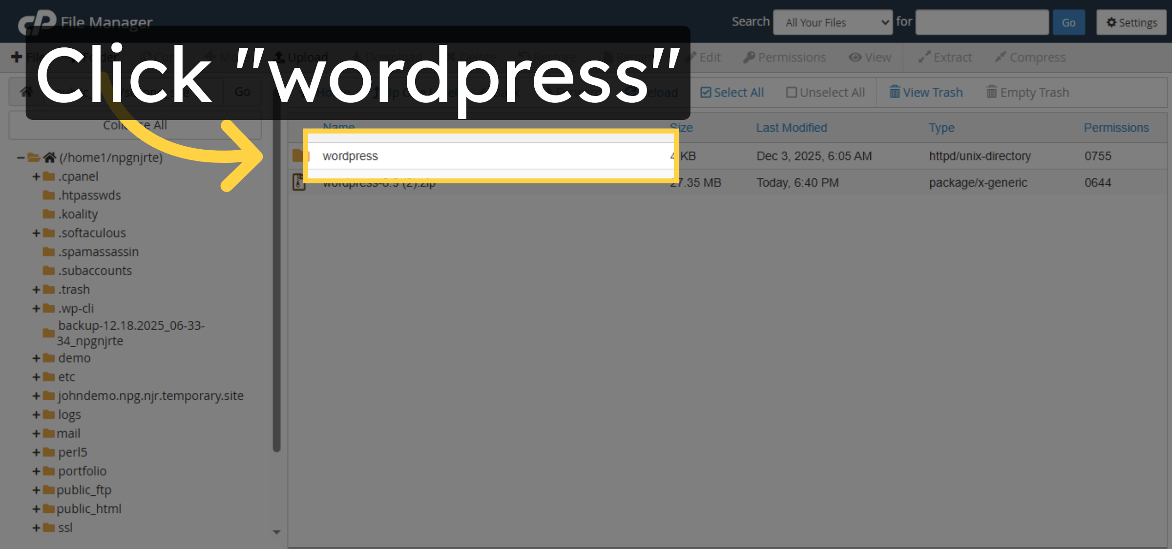 Open WordPress Folder