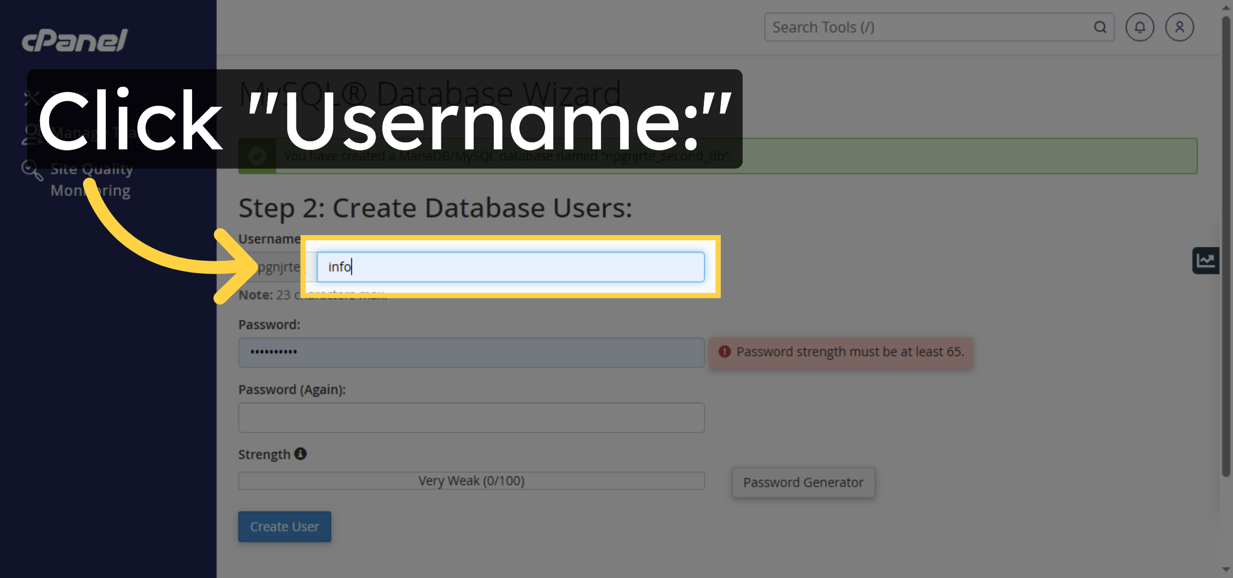 Select Username Field