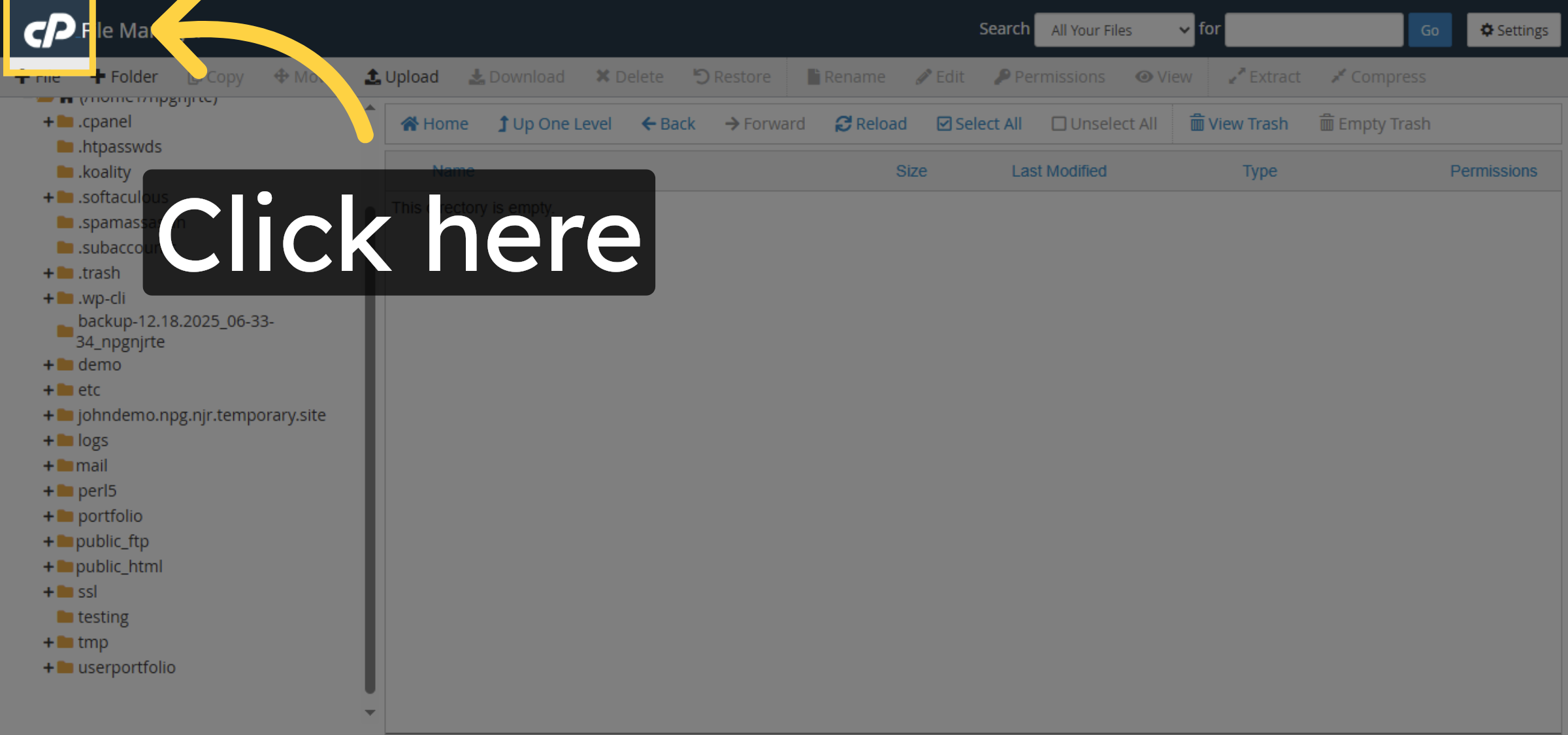 Open Control Panel Home