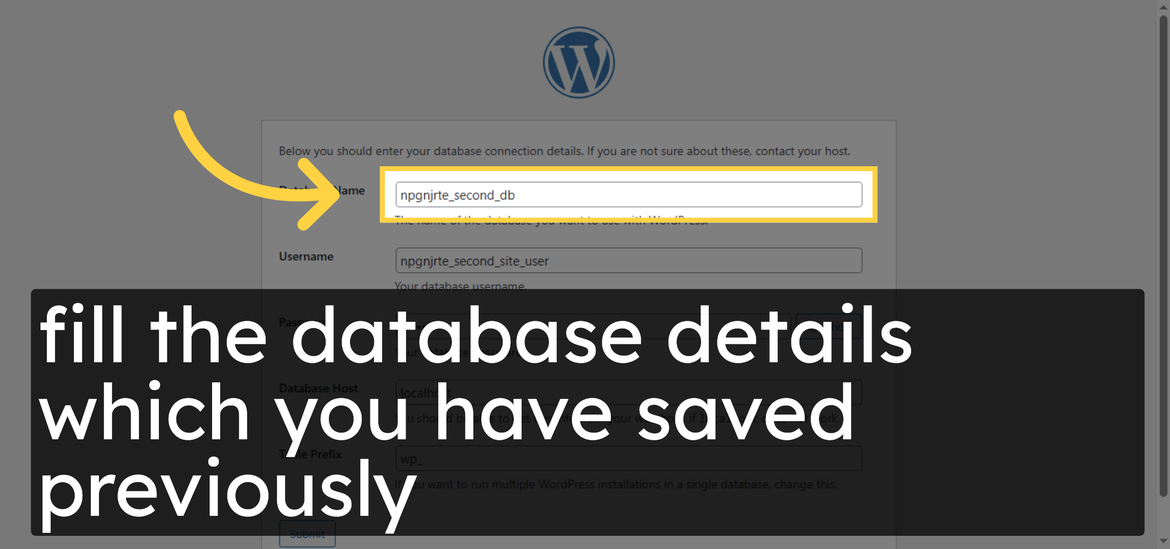 Fill Database Details