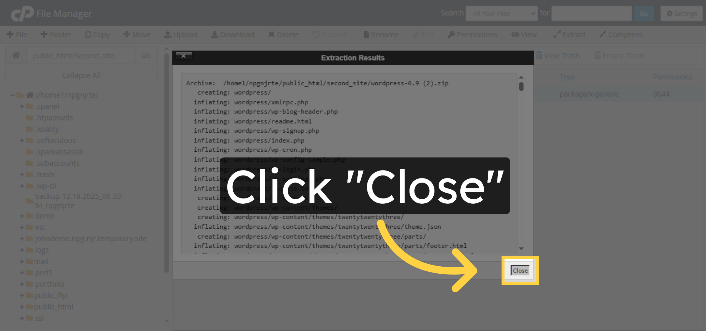 Close Extraction Window