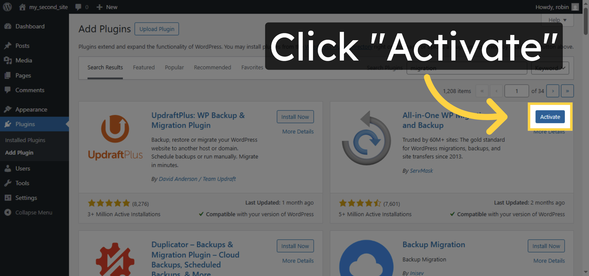 Activate Migration Plugin