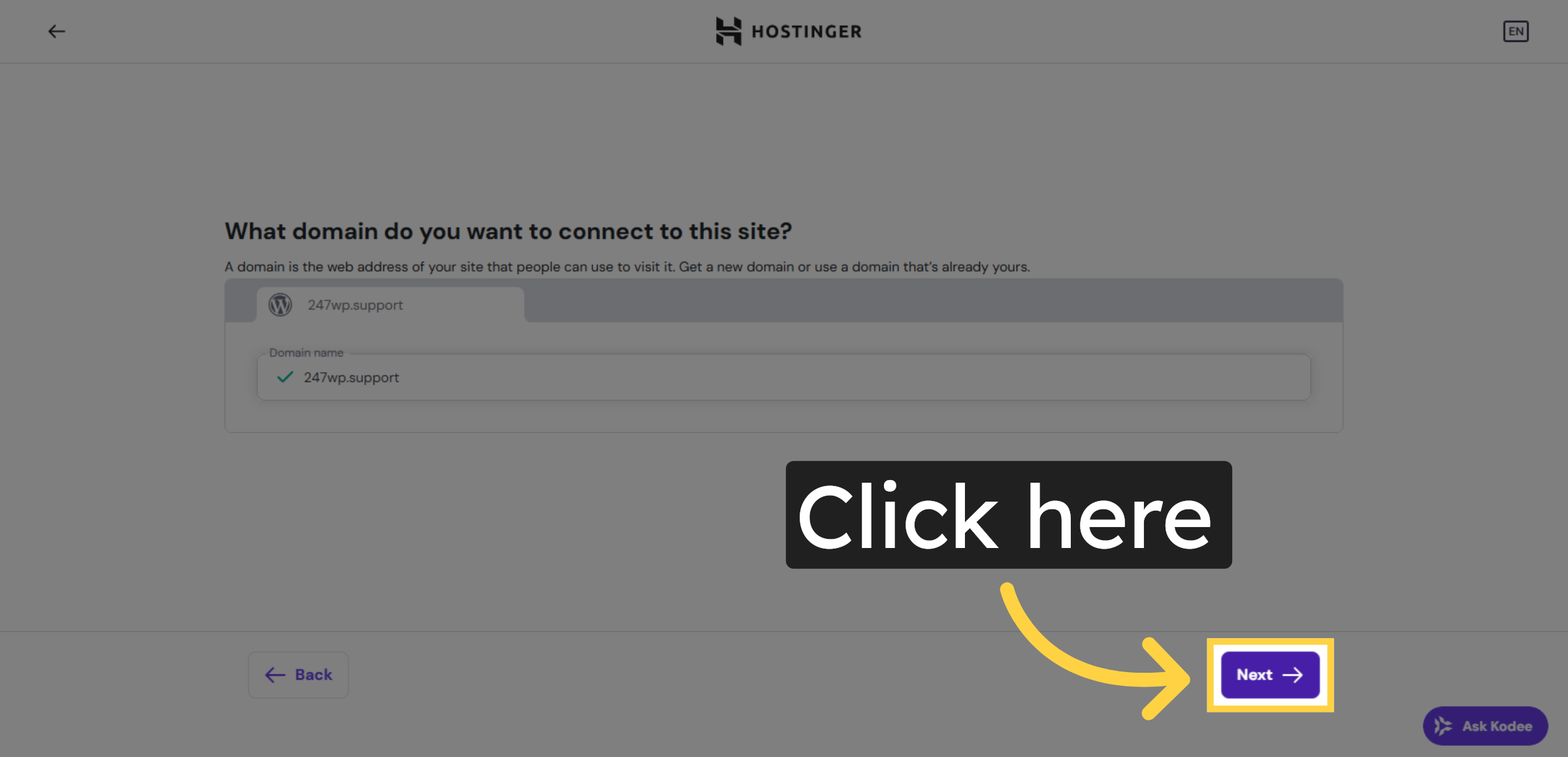 Select Domain and Continue Connection