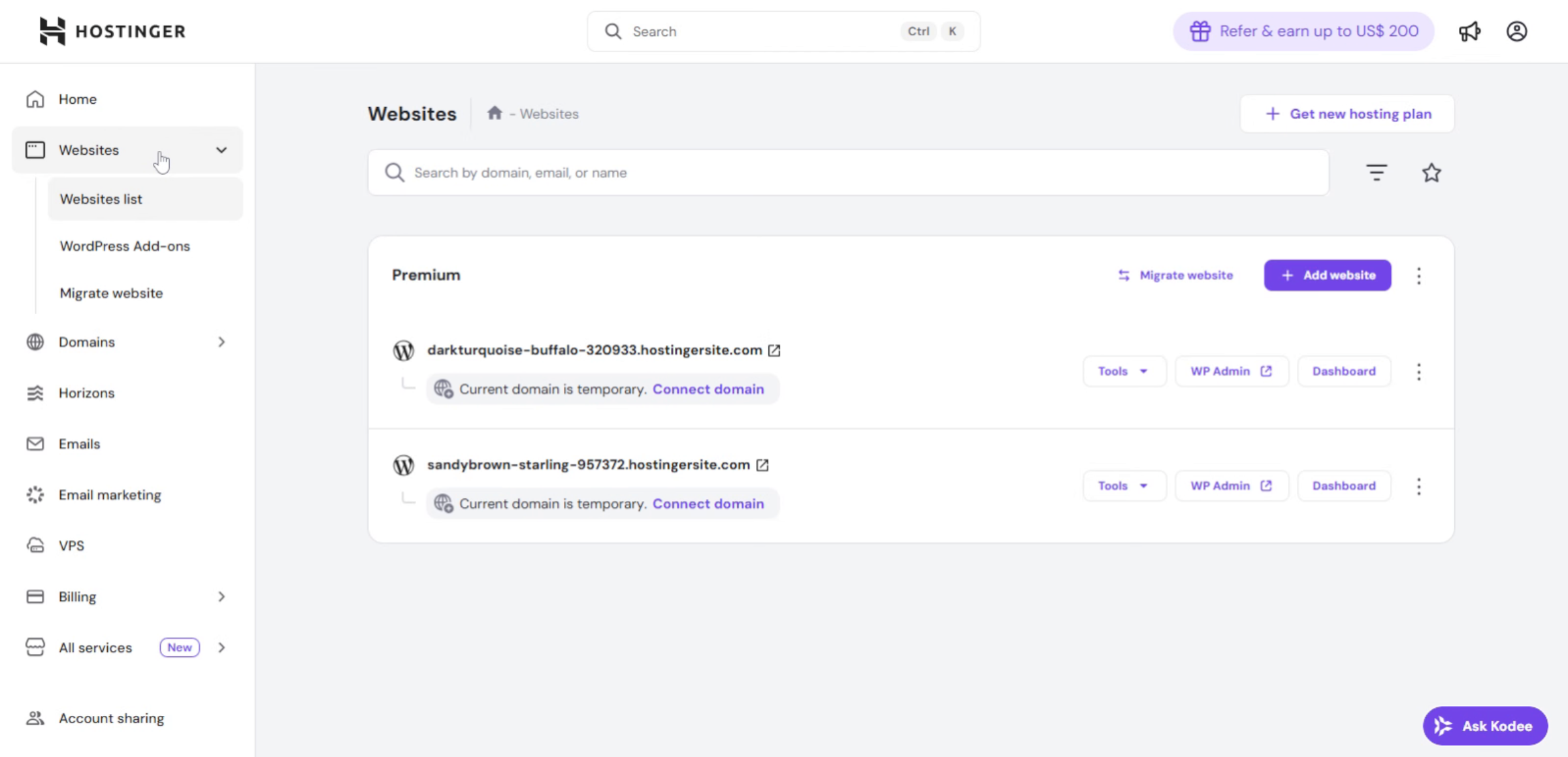 Website Management Dashboard