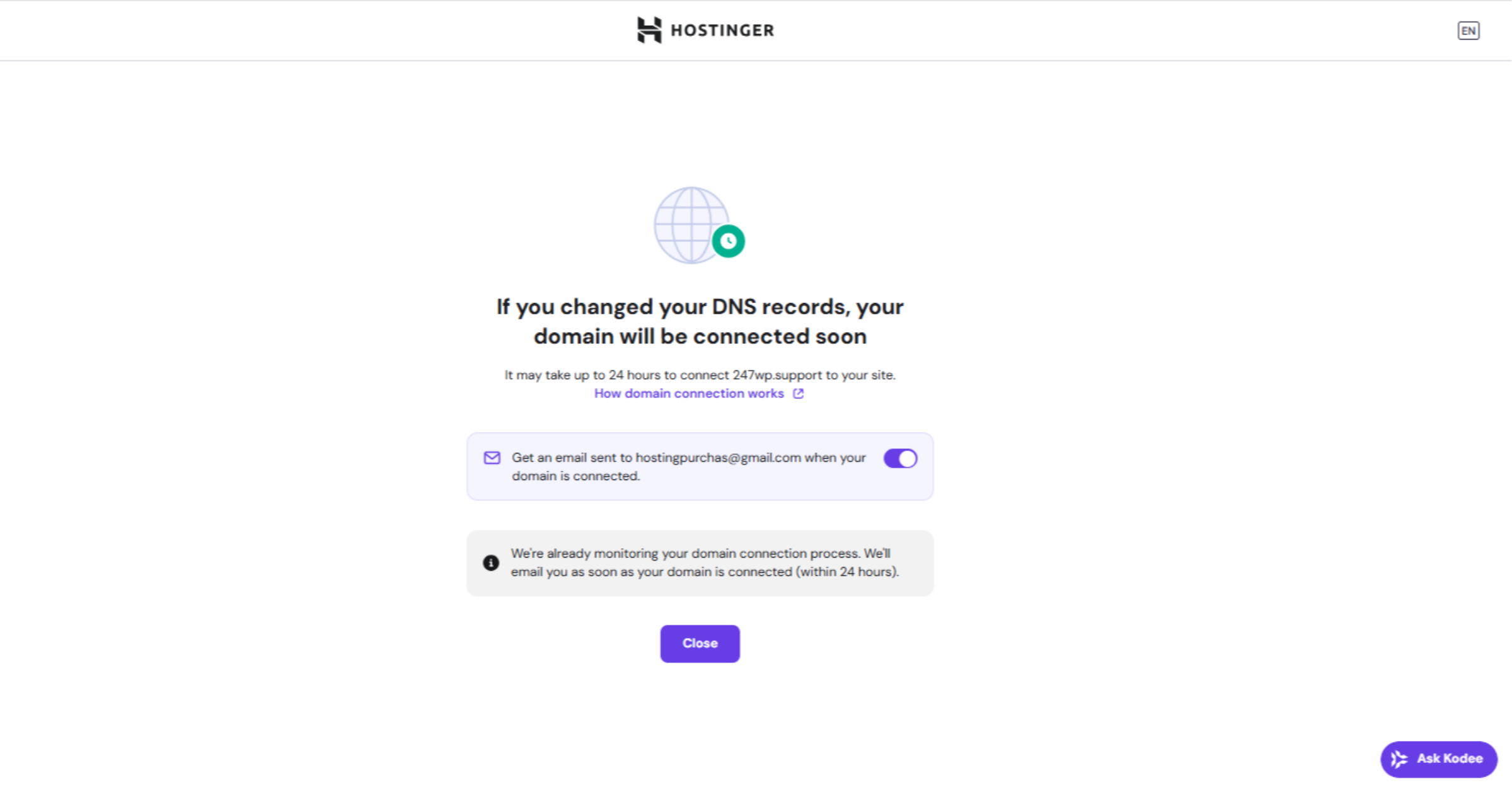 DNS Update in Progress