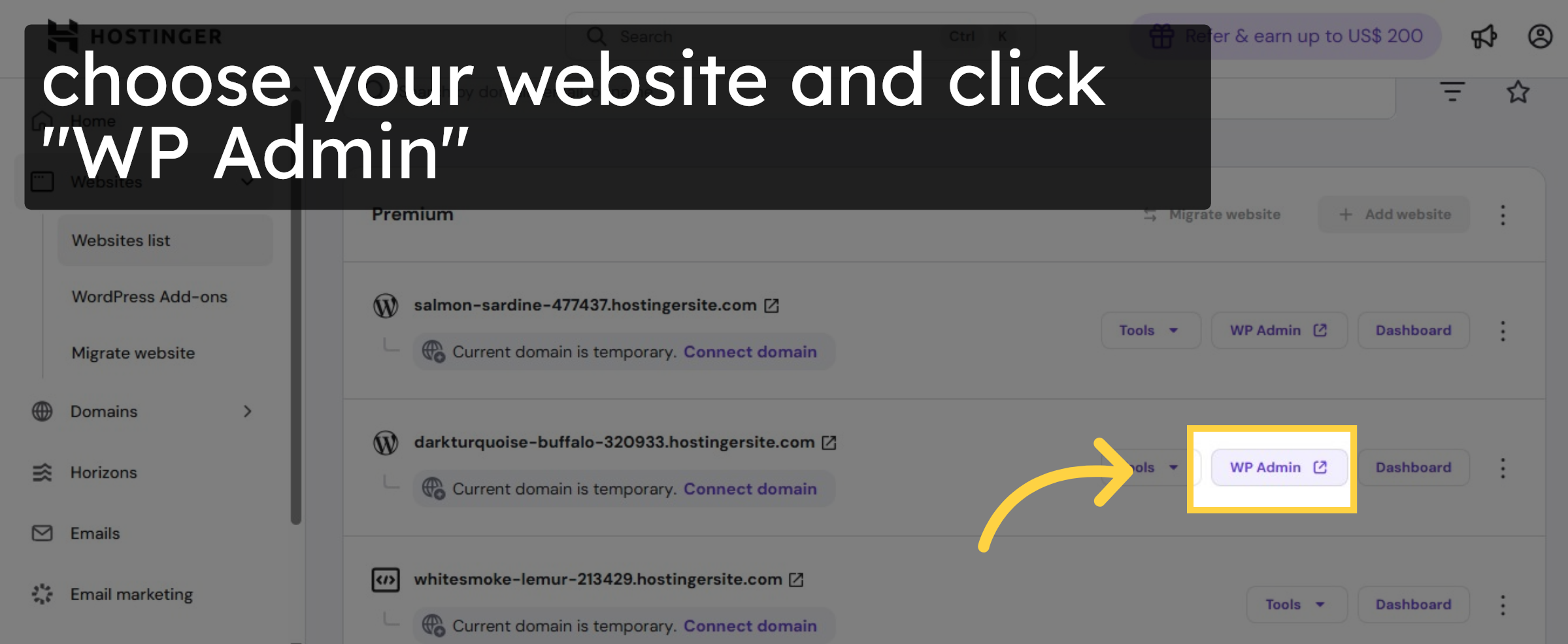 Choose your website.