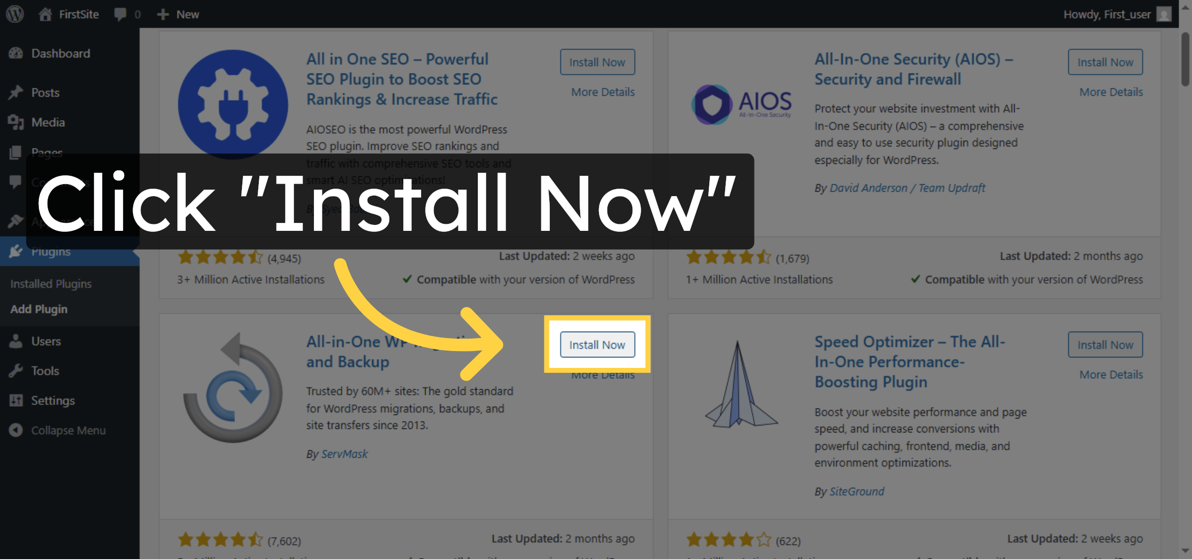 Install Backup Plugin