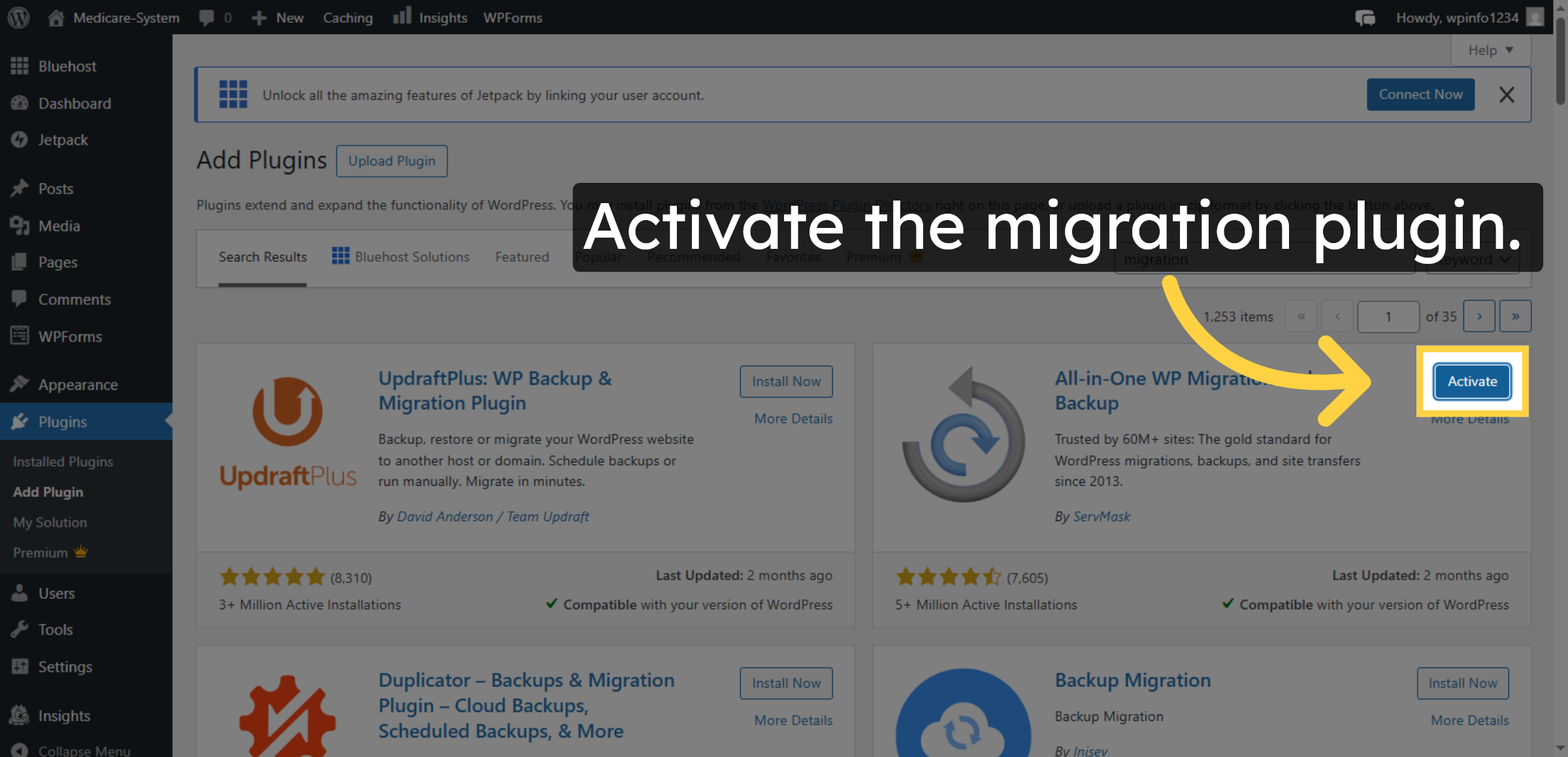 Activate Migration Plugin