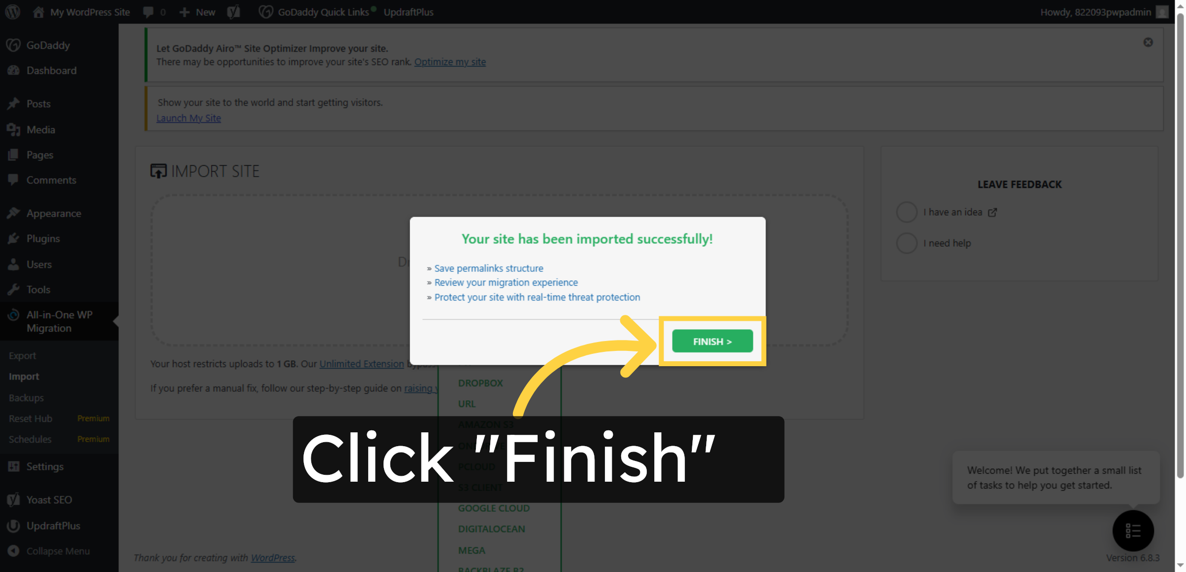 Finish Import Process
