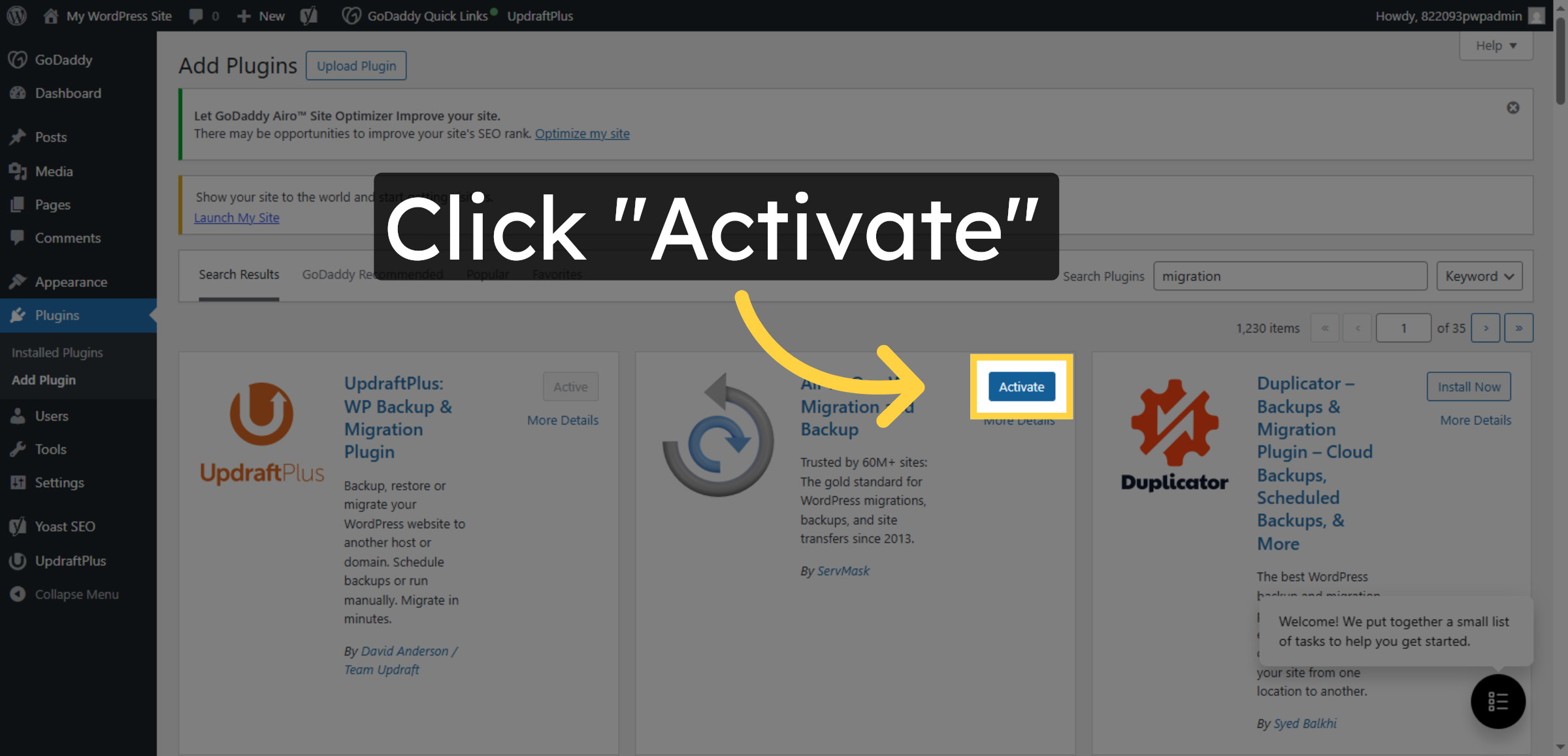 Activate Migration Plugin