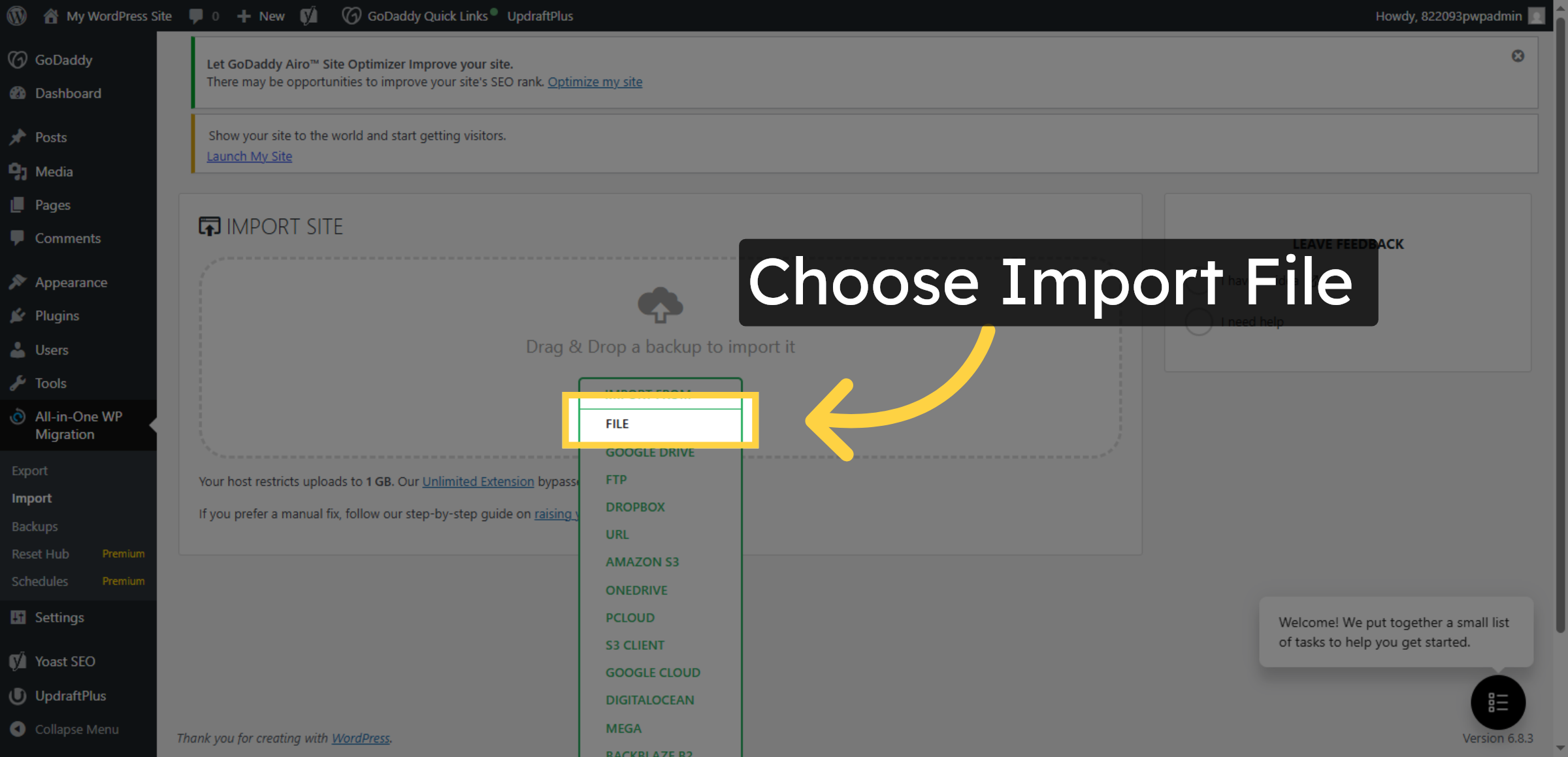 Choose Import File