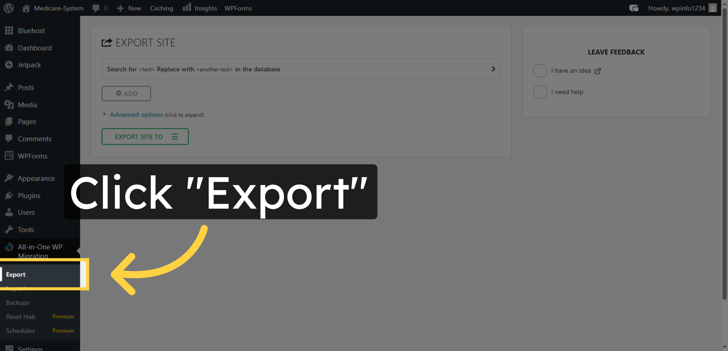 Start Export Process