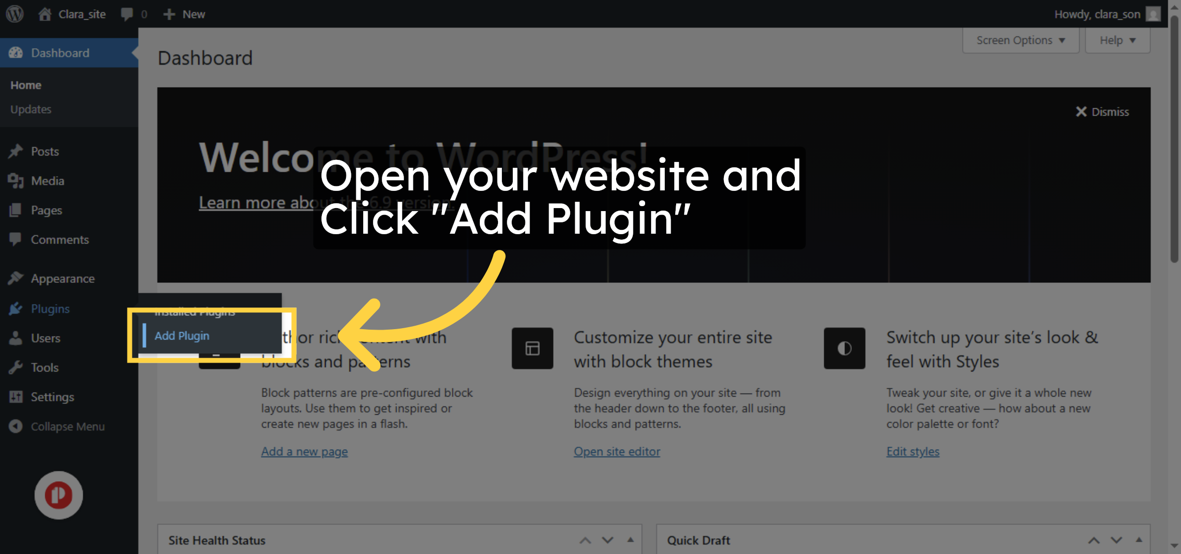 Open Add Plugin Page