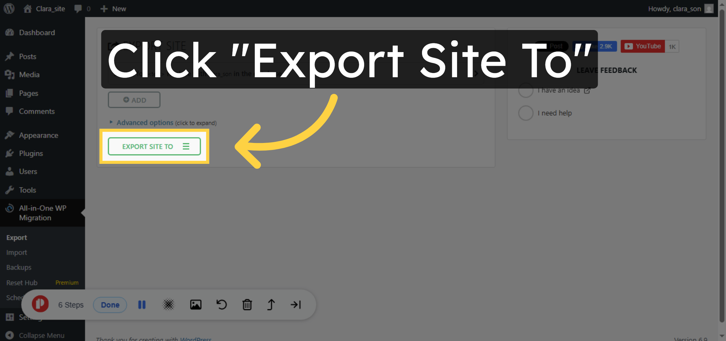 Open Export Options