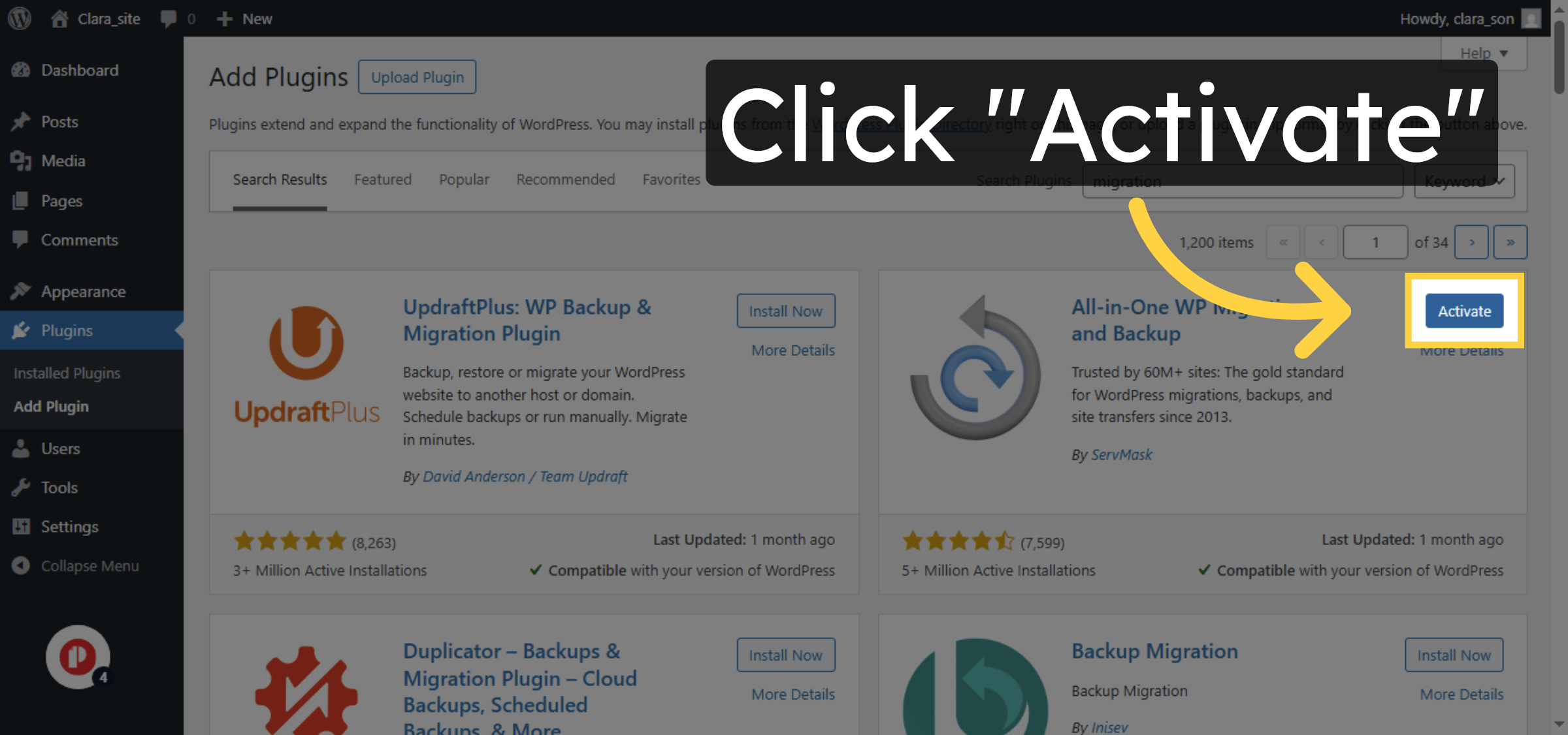 Activate Migration Plugin