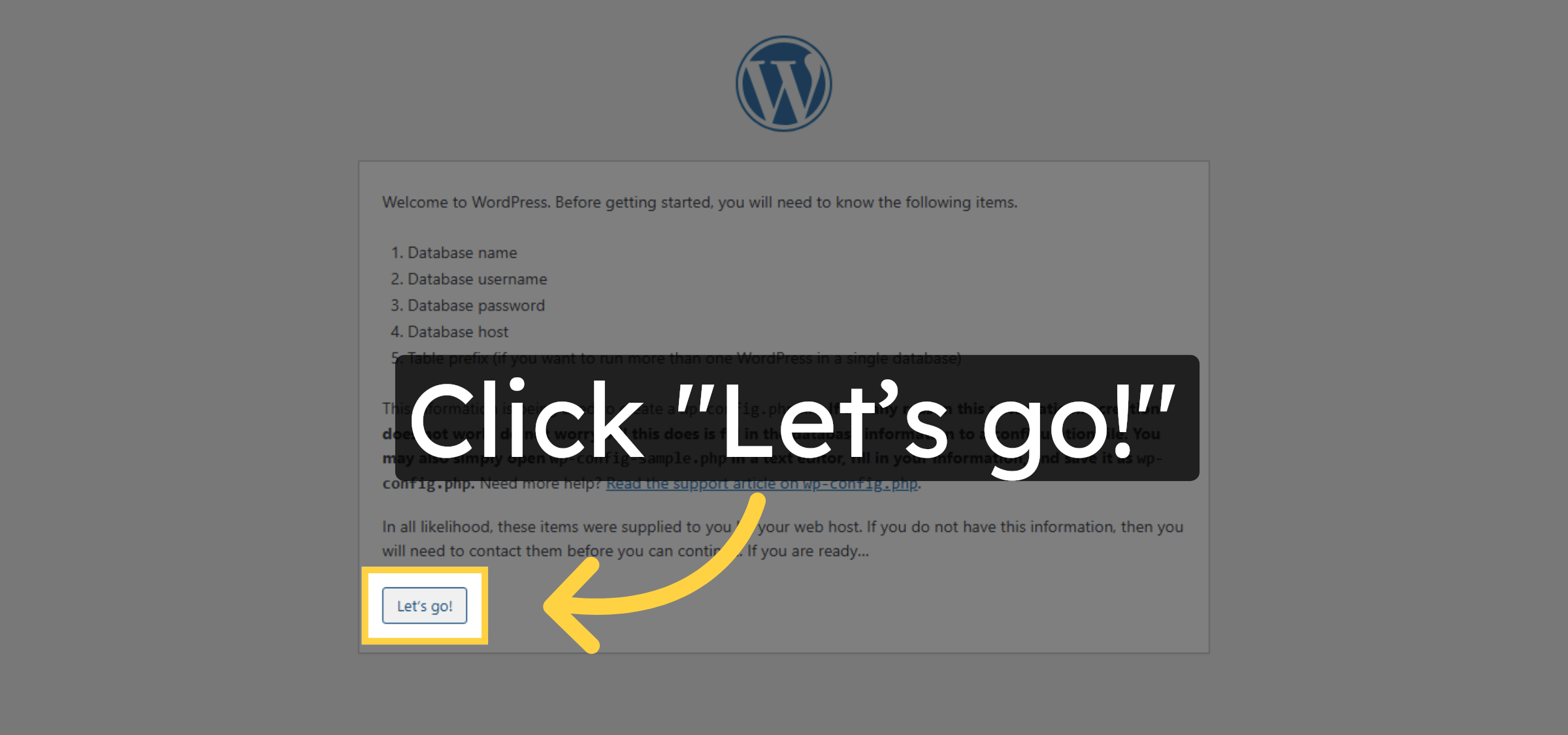 Start WordPress Setup