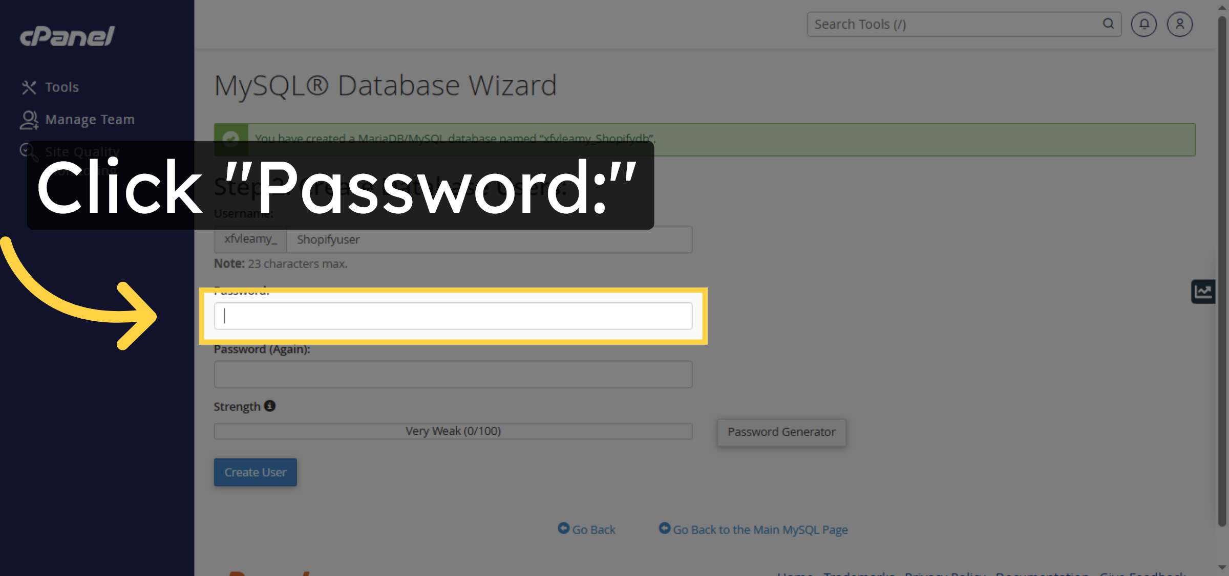 Enter Database Password