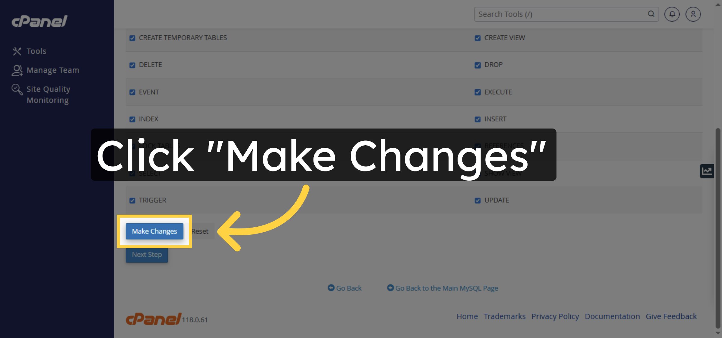 Save Privilege Changes