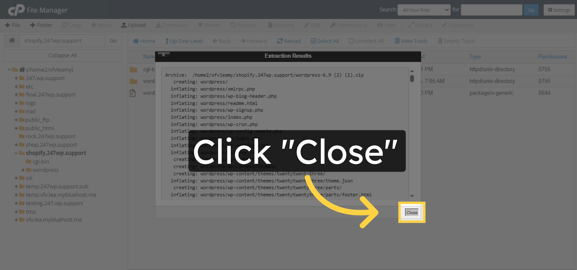 Close Extraction Window
