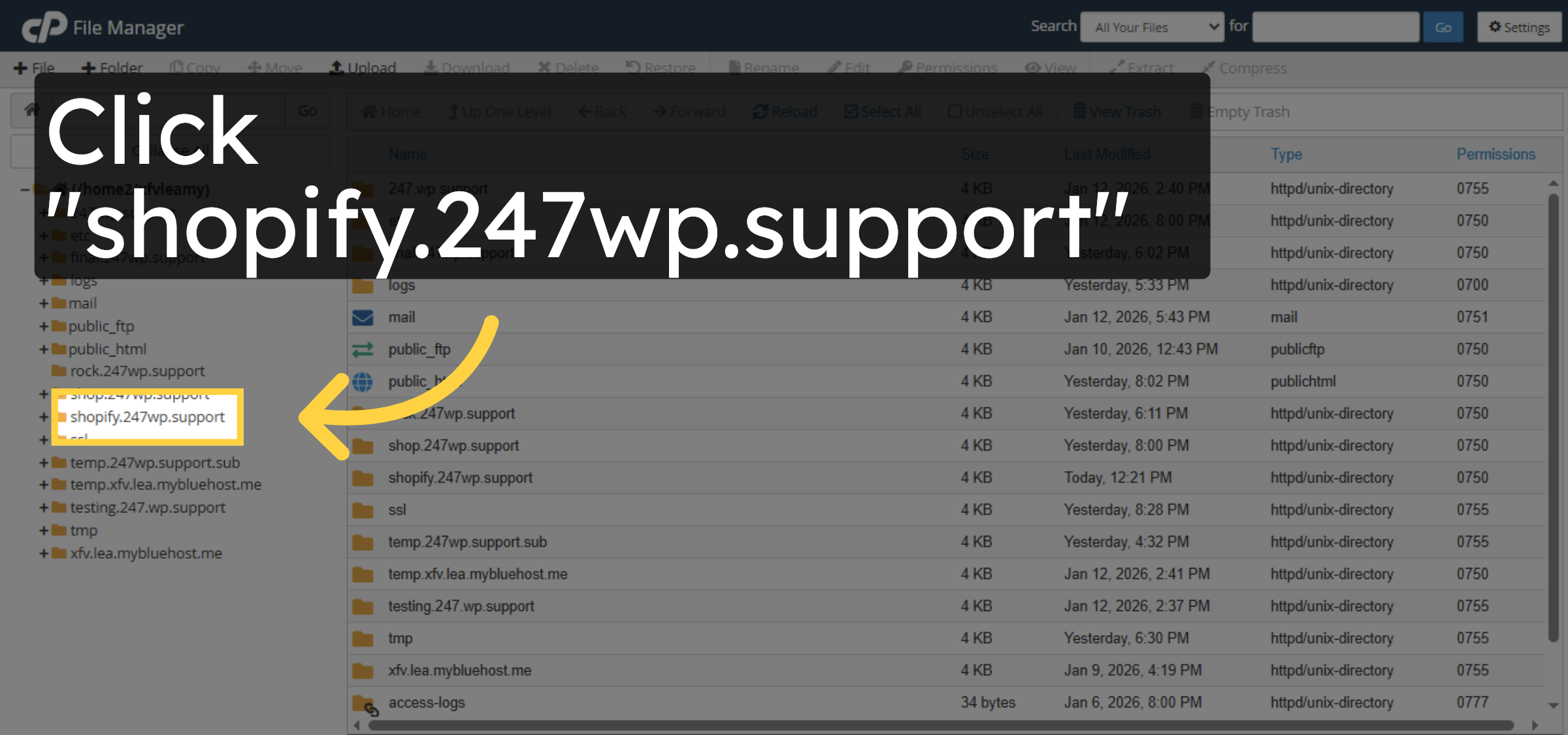 Select Subdomain Folder