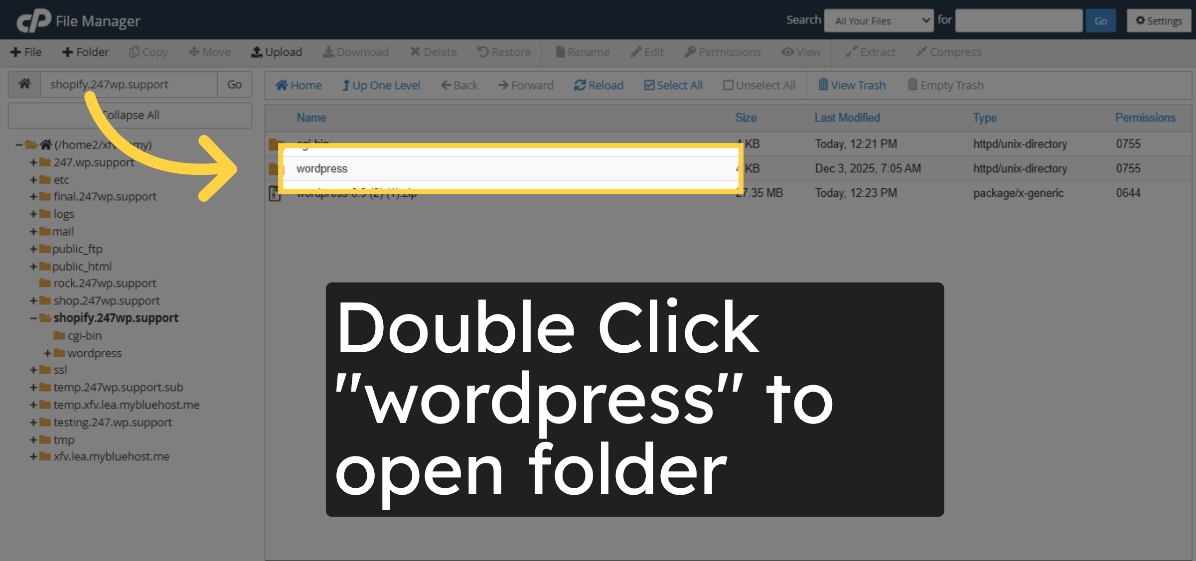 Open WordPress Folder