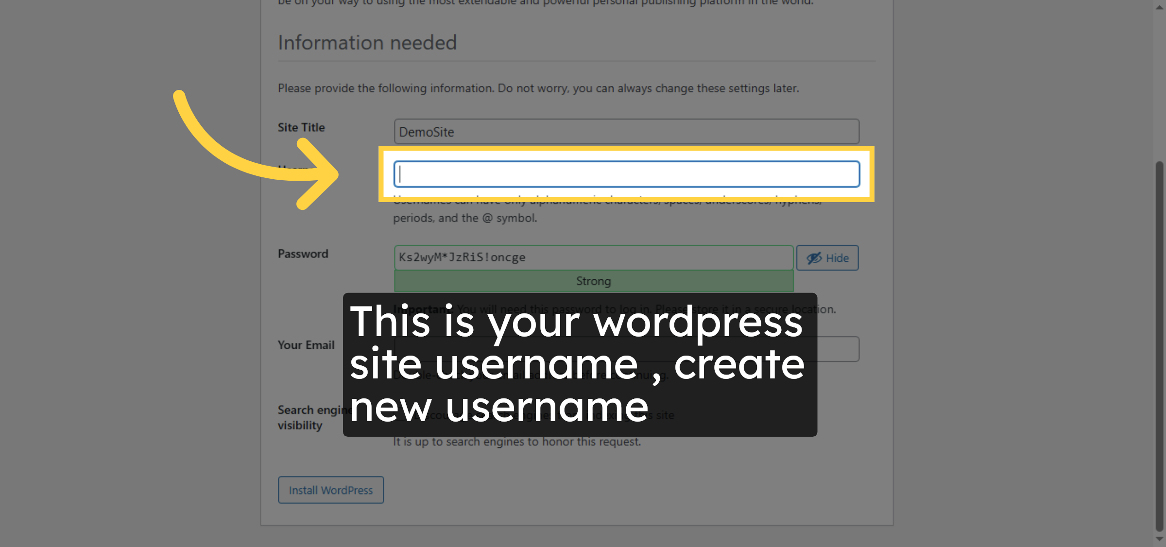 Enter Admin Username