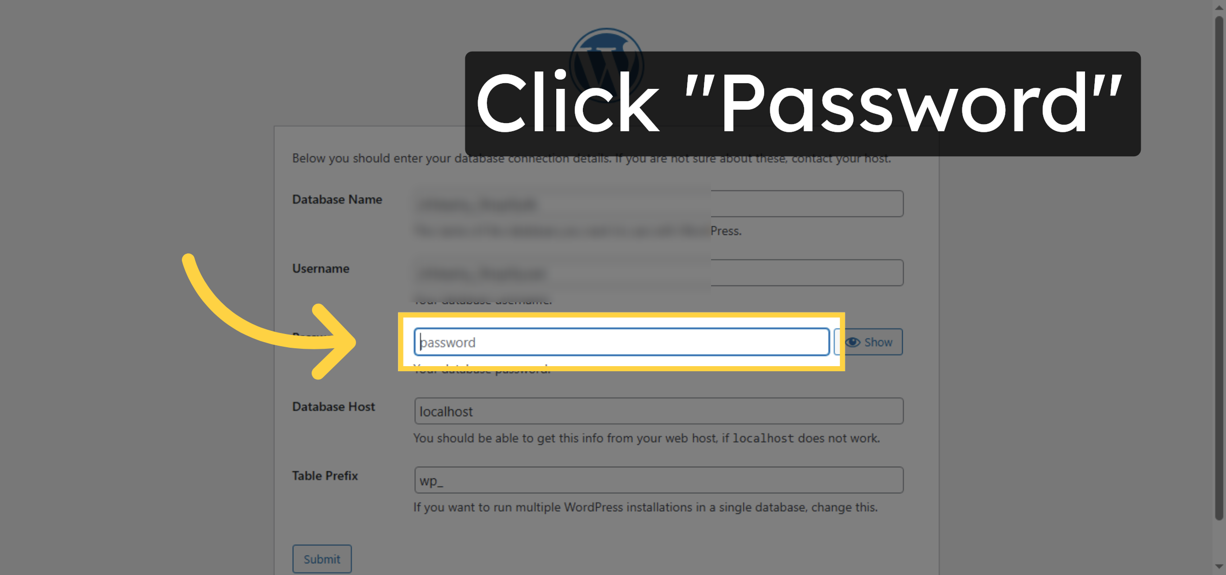 Enter Database Password