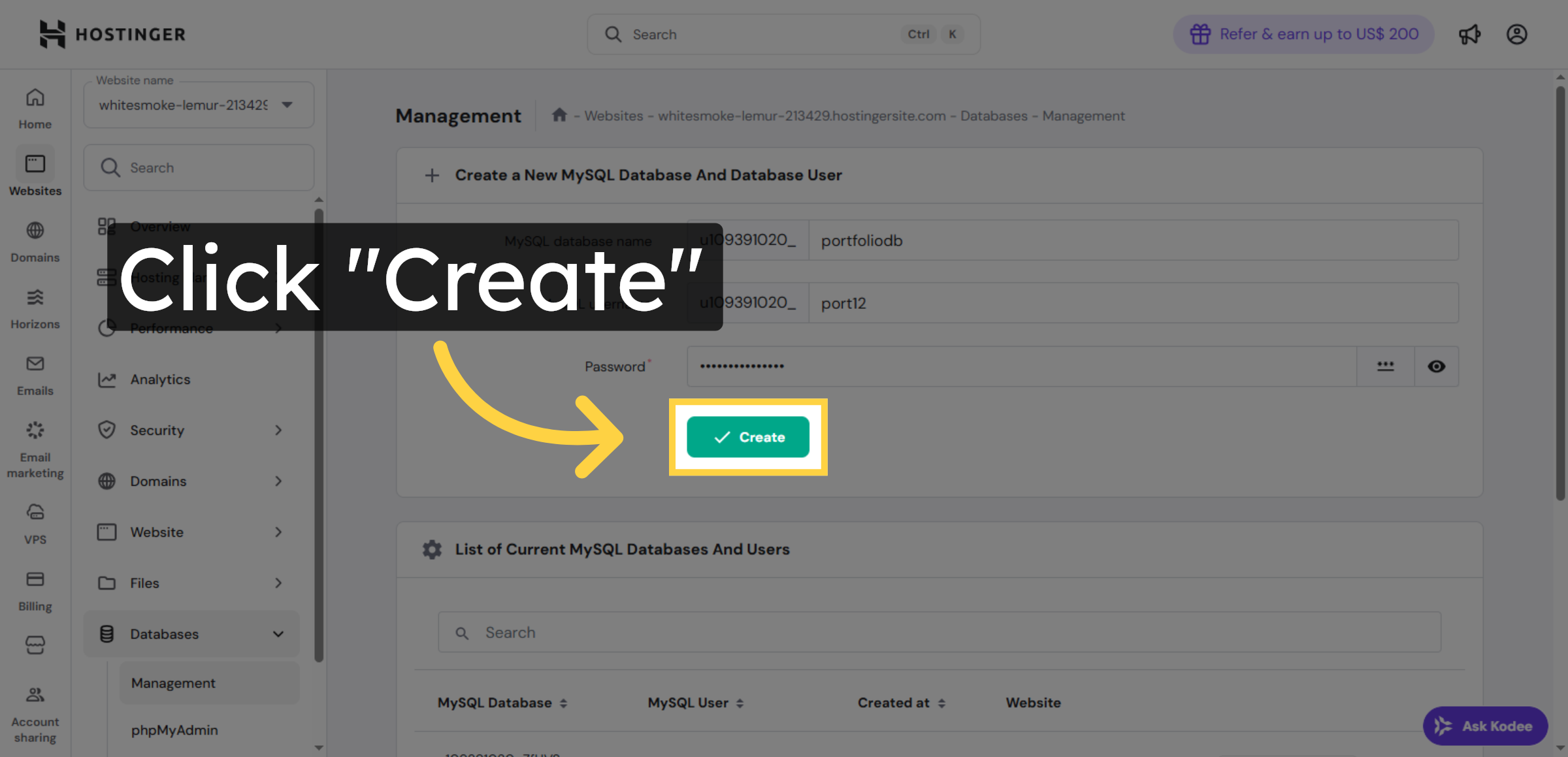 Create Database User