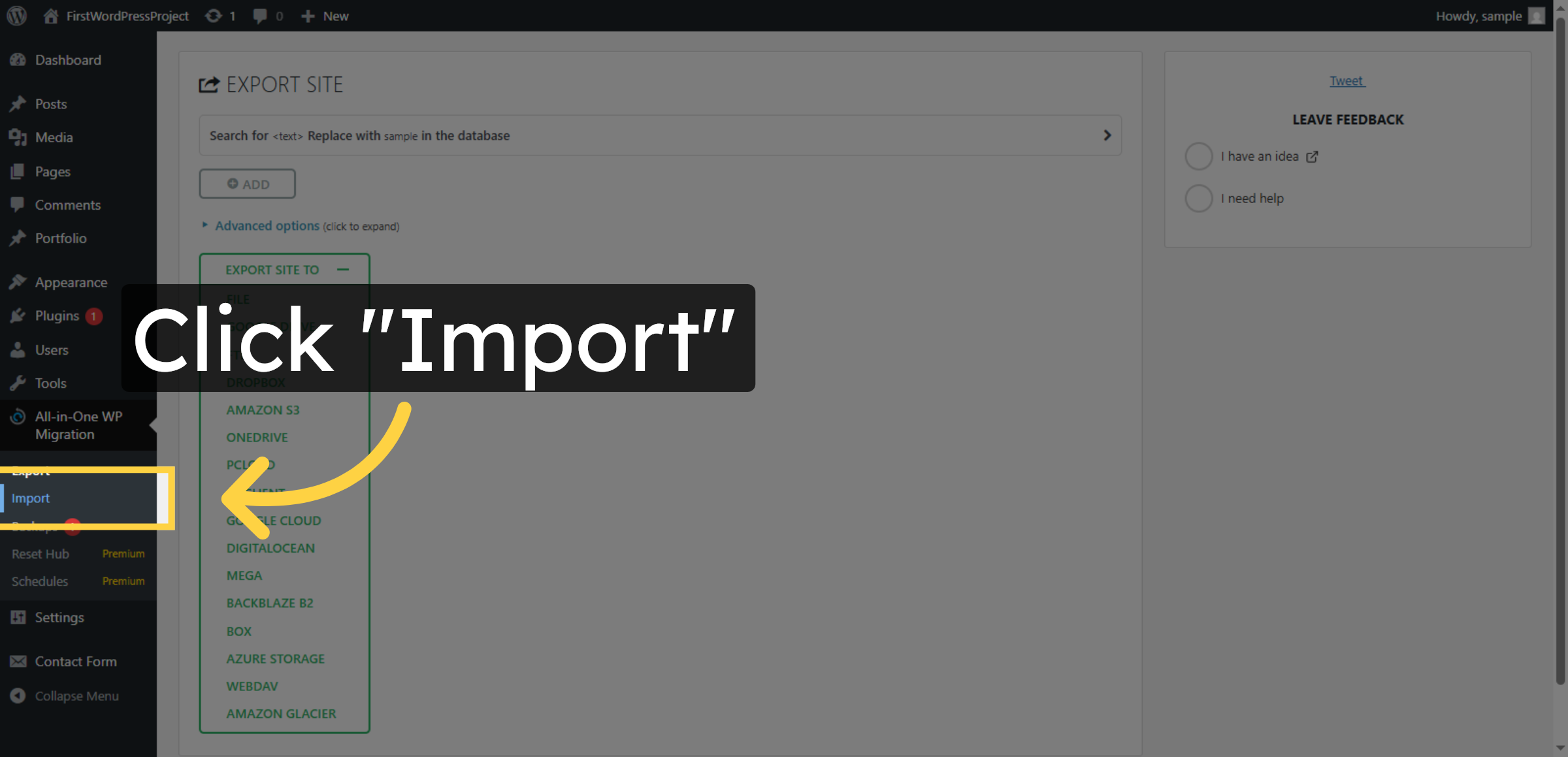 Select Import Option