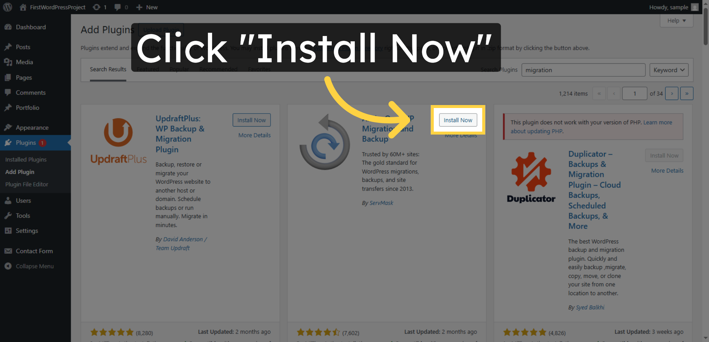 Install Migration Plugin