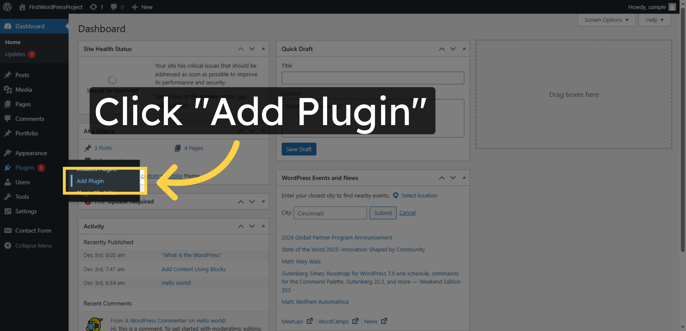 Open Add Plugin Page