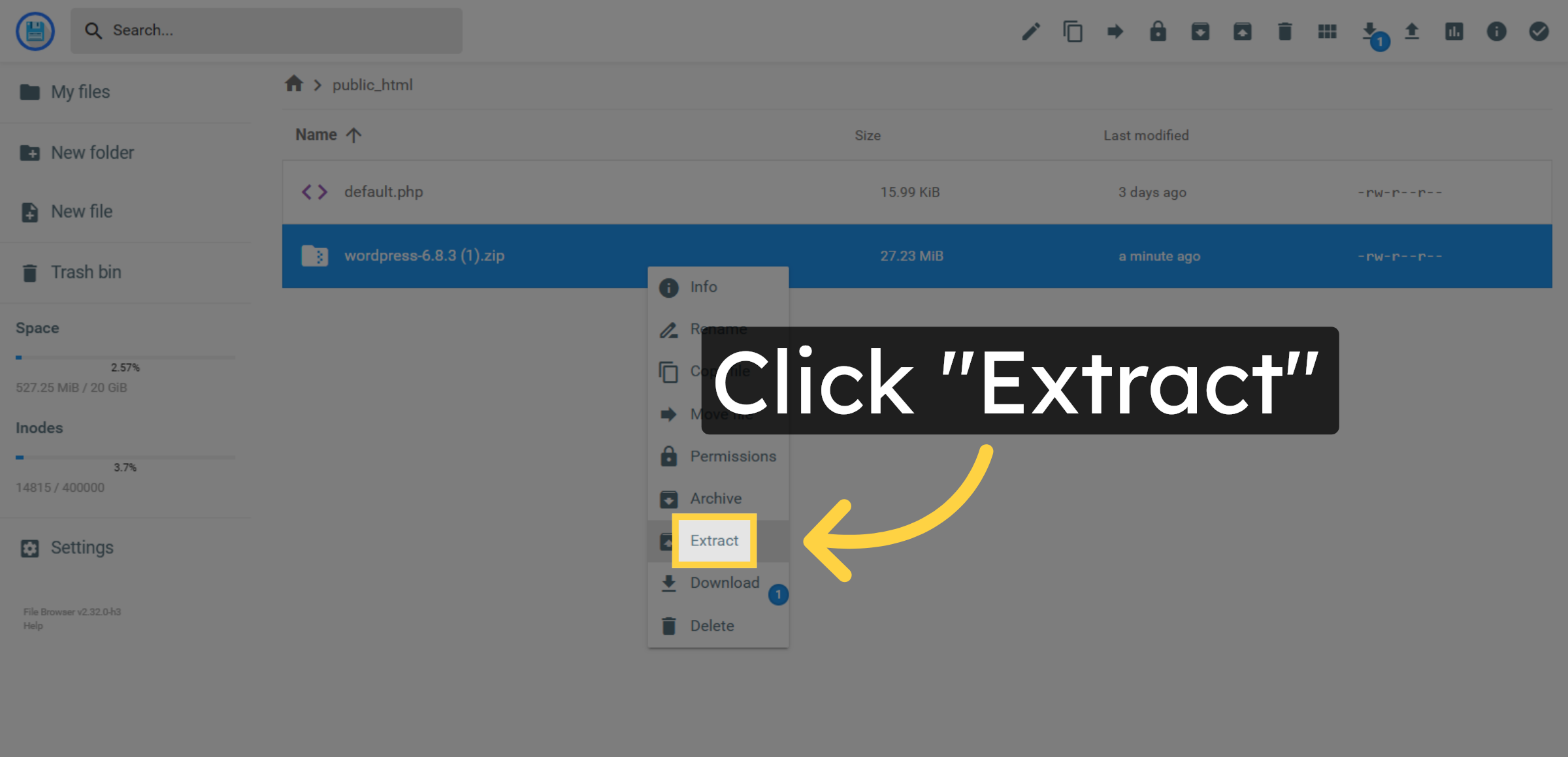 Extract WordPress Files