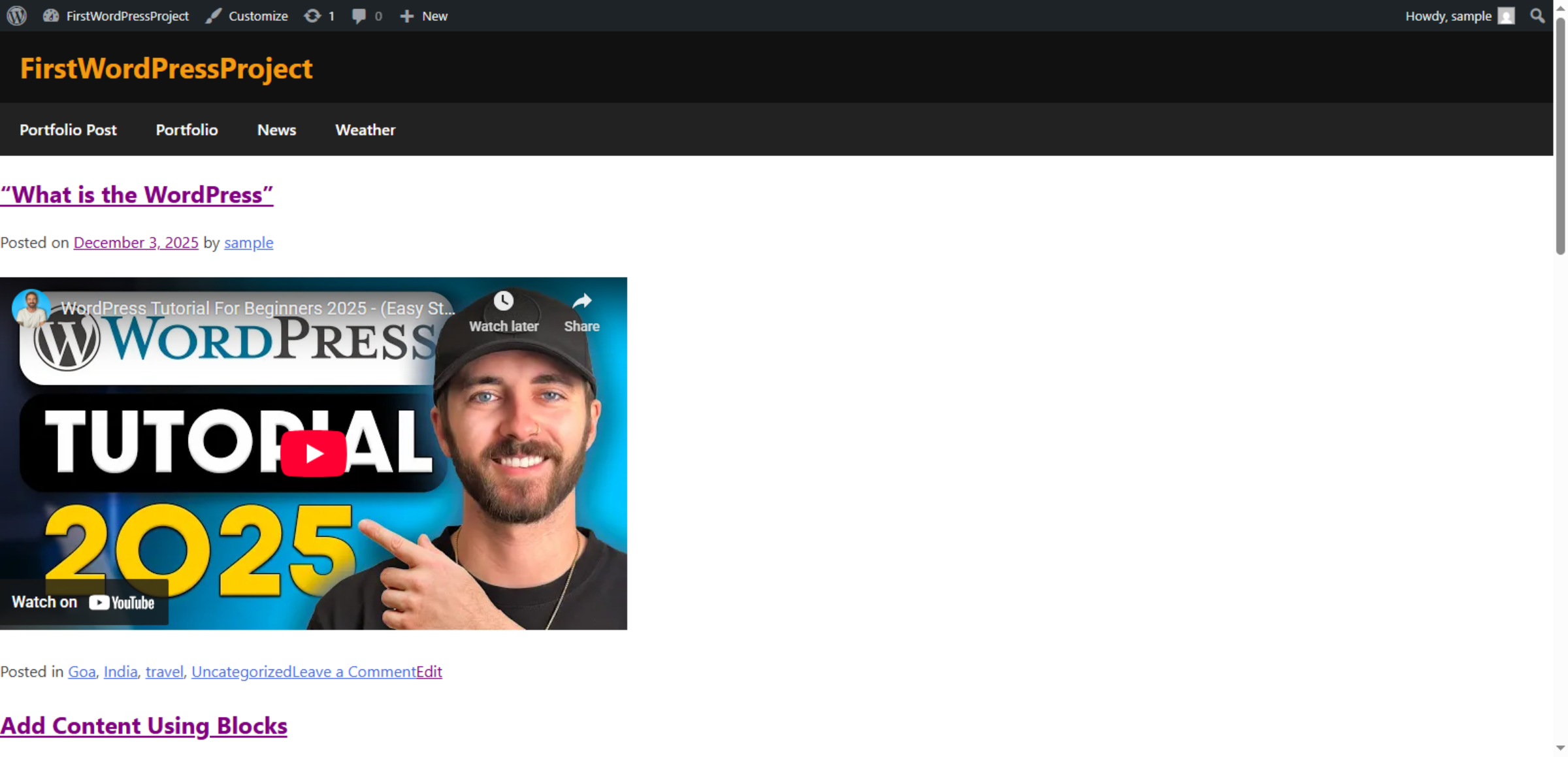 Access WordPress Info Page