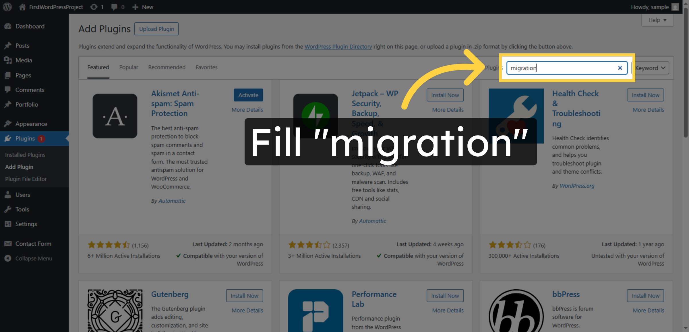 Enter Migration Keyword