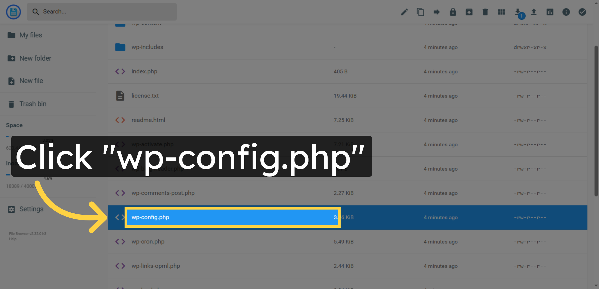 Select wp-config.php File