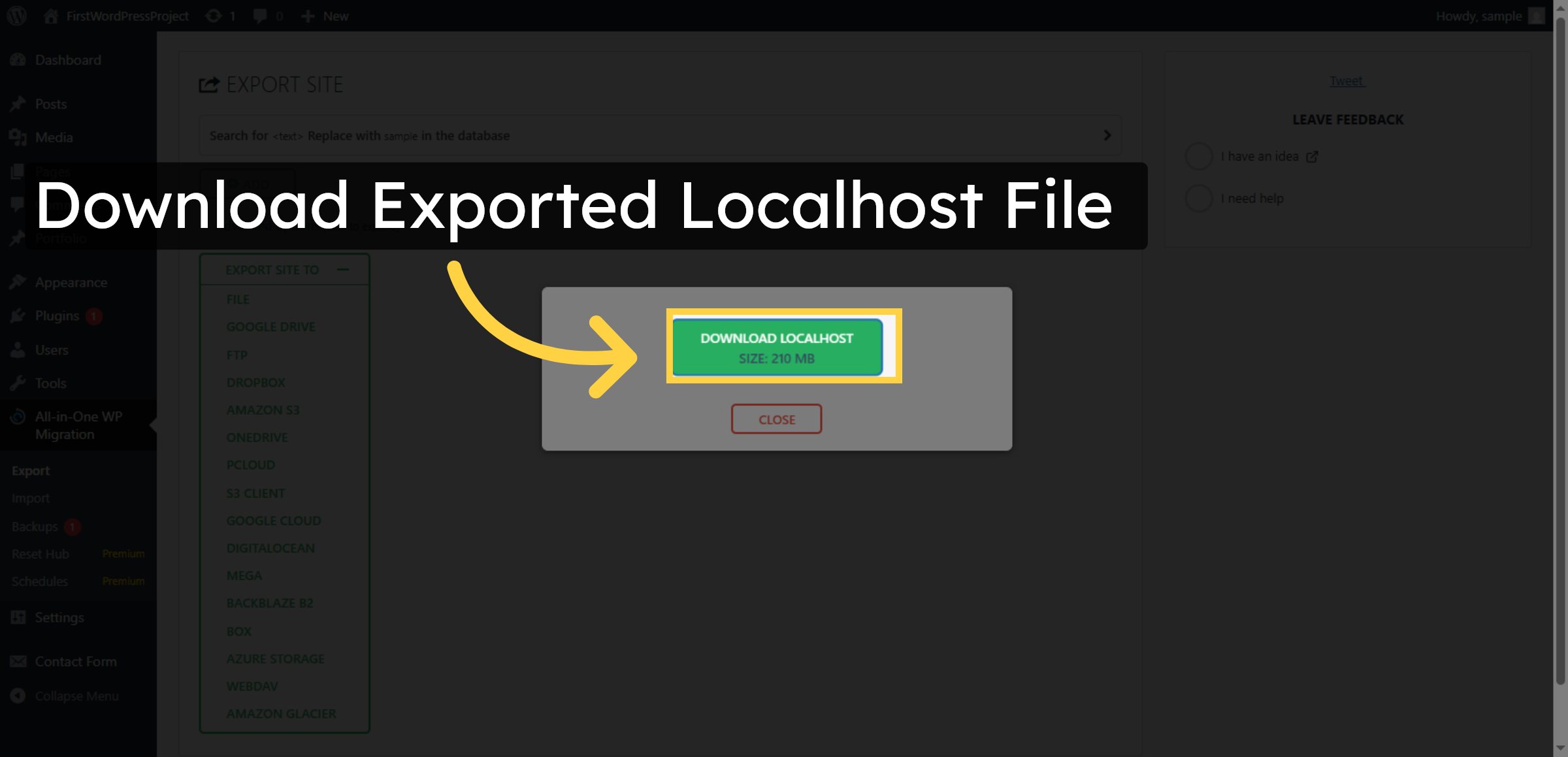 Download Exported Localhost File 