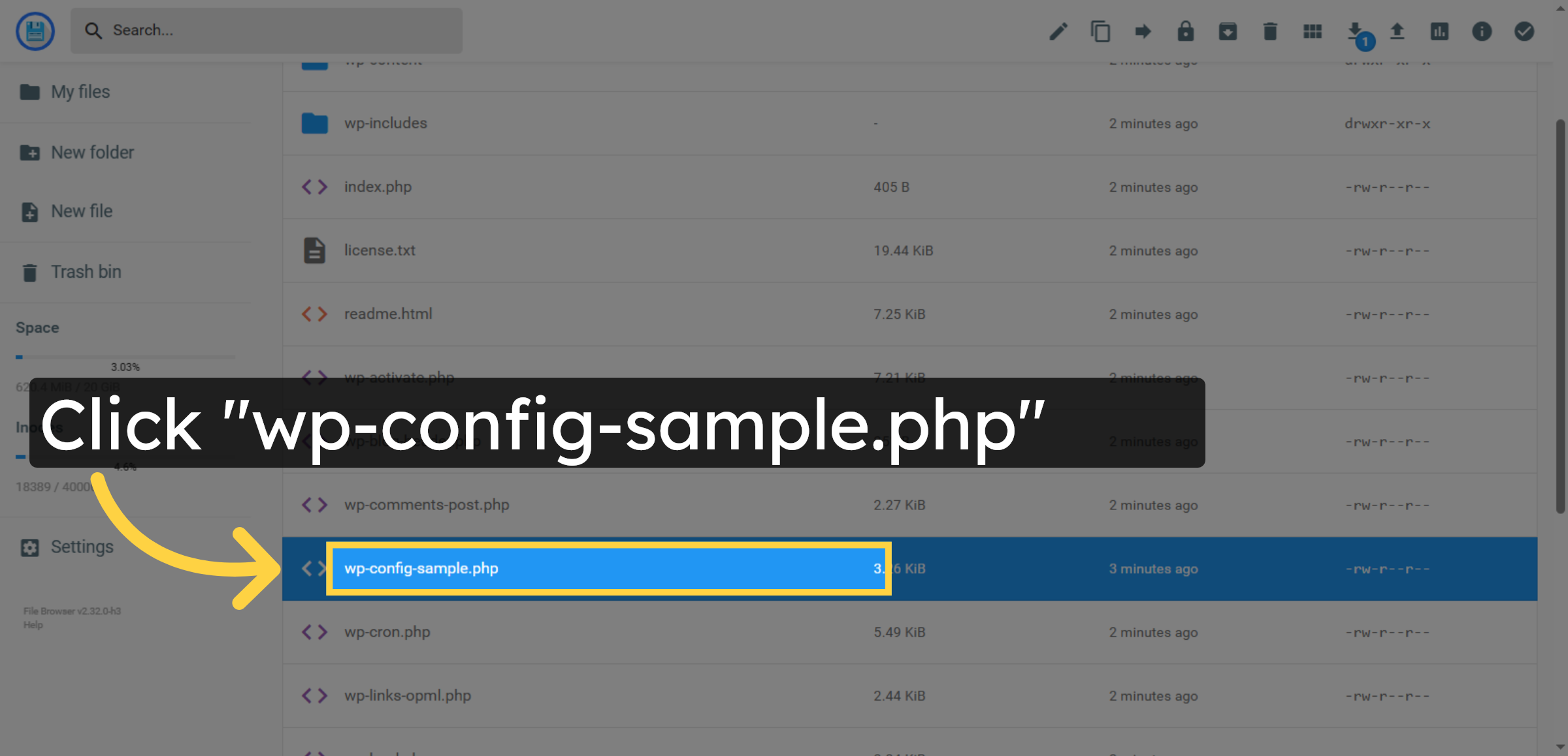 Select wp-config Sample File