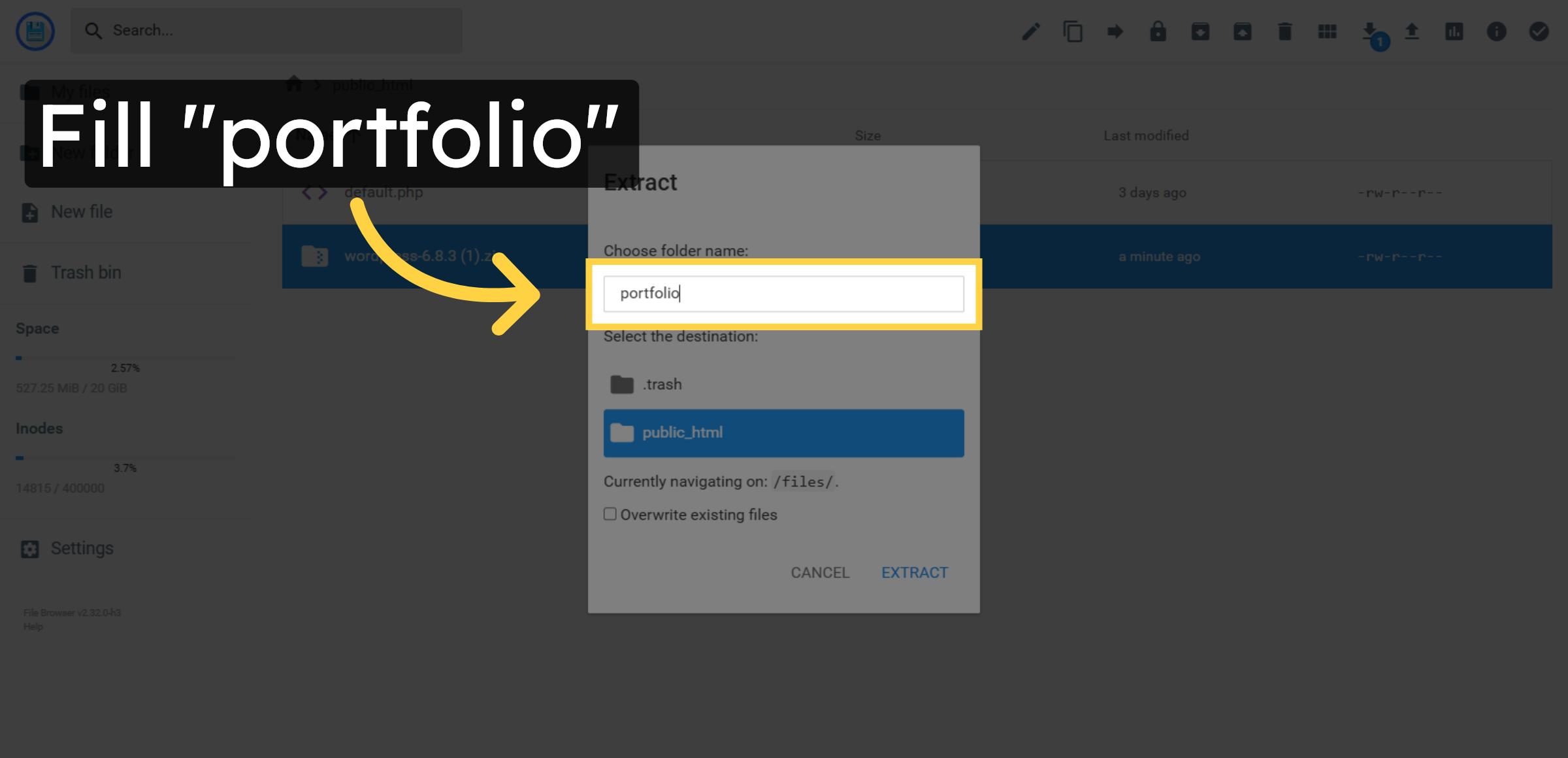Enter Extraction Folder Name